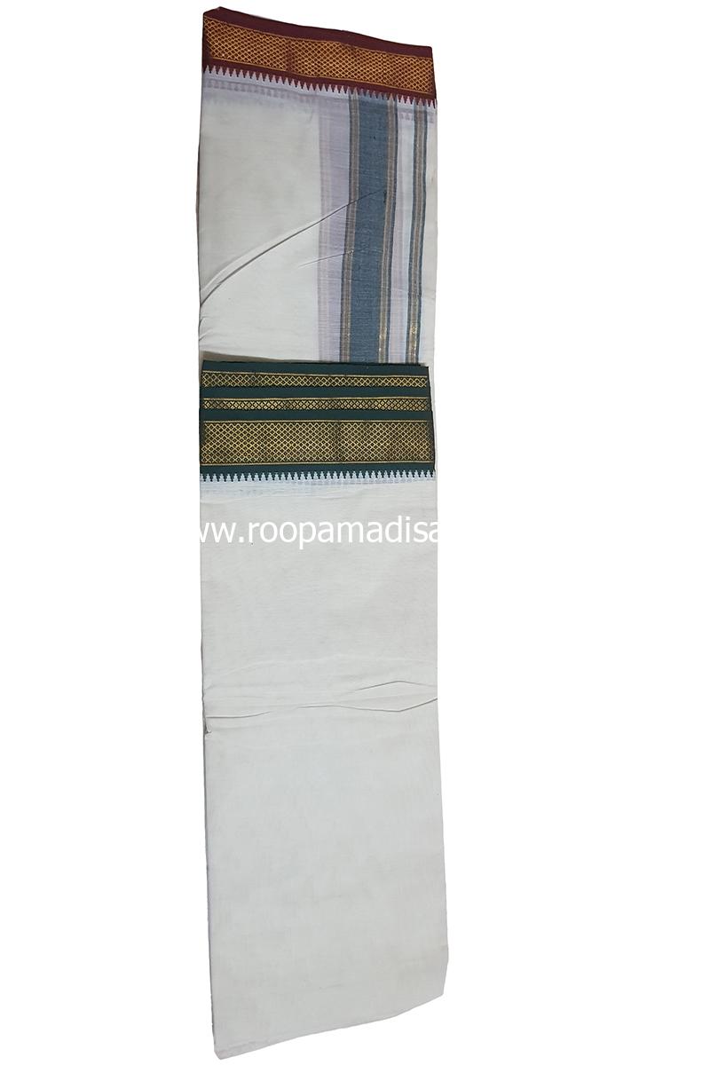 Men's Cotton 9x5 Panchakacham Dhotis with Angavastram - Mayilkann 7kann - Image 5