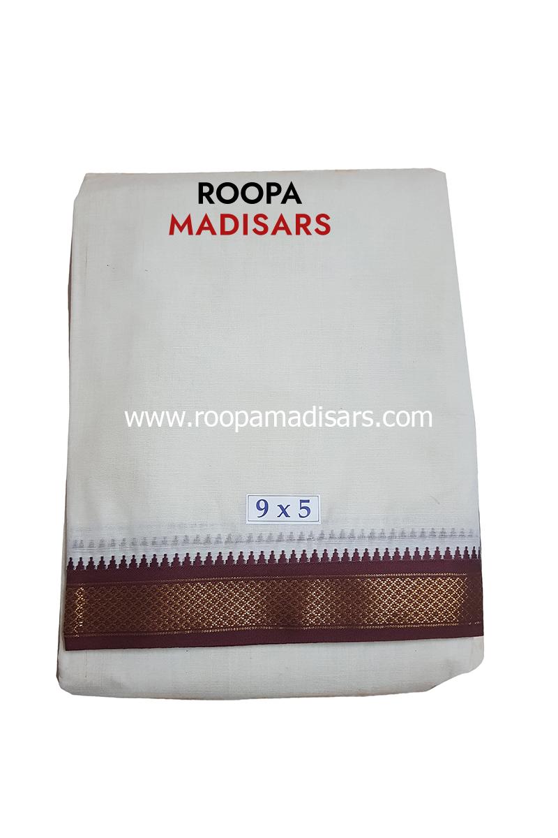 Men's Cotton 9x5 Panchakacham Dhotis with Angavastram - Mayilkann 5kann - Image 5