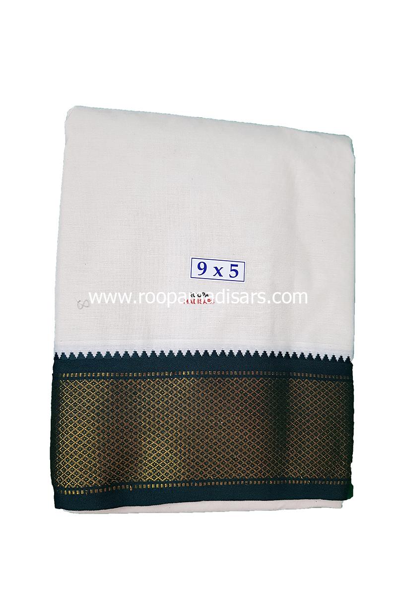 Men's Cotton 9x5 Panchakacham Dhotis with Angavastram - Mayilkann 16kann