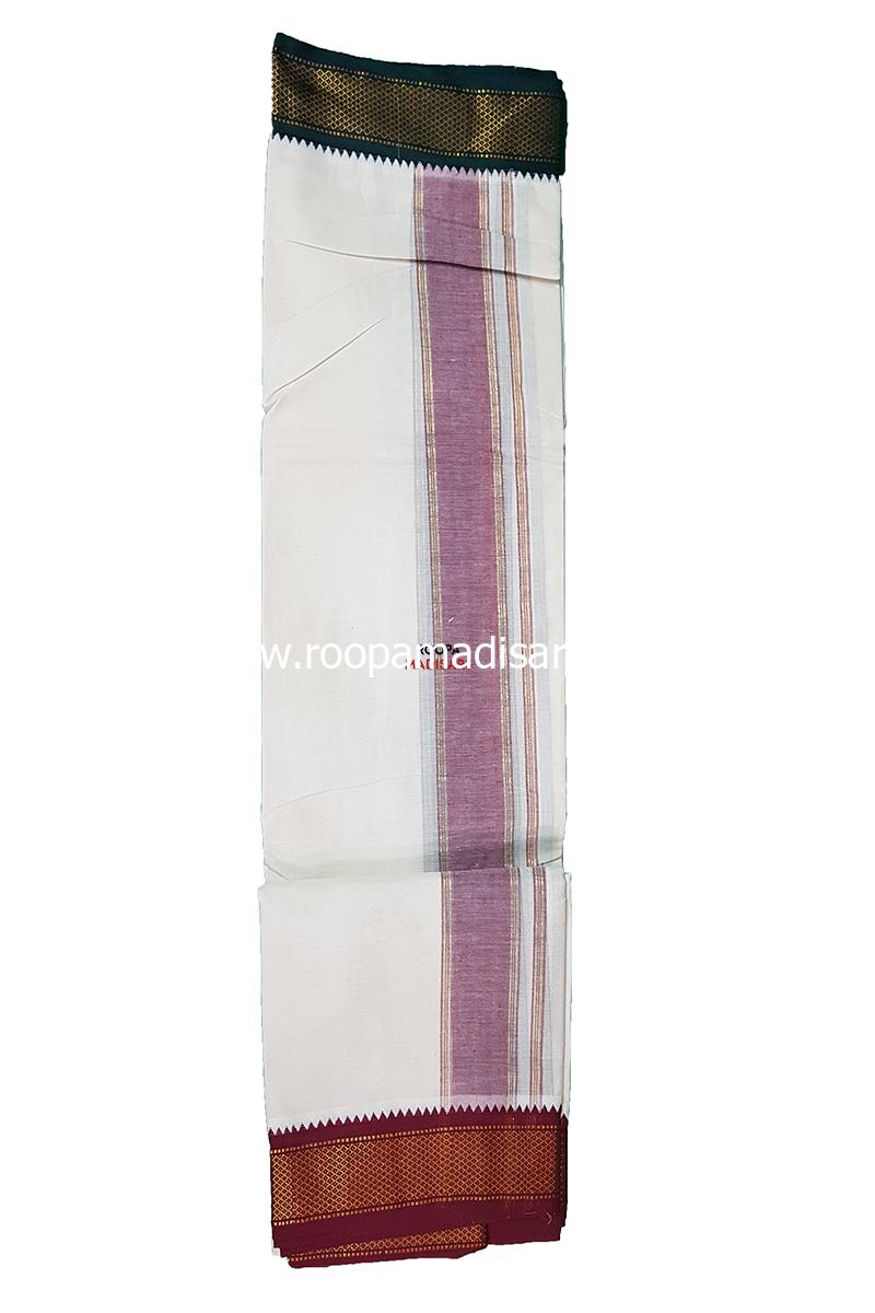 Men's Cotton 10x6 Panchakacham Dhotis with Angavastram - Mayilkann 10kann - Image 2