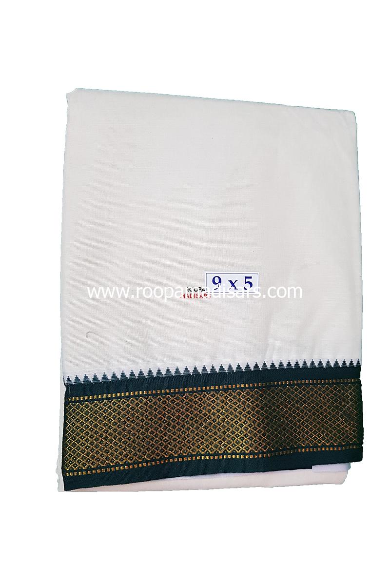Men's Cotton 10x6 Panchakacham Dhotis with Angavastram - Mayilkann 10kann