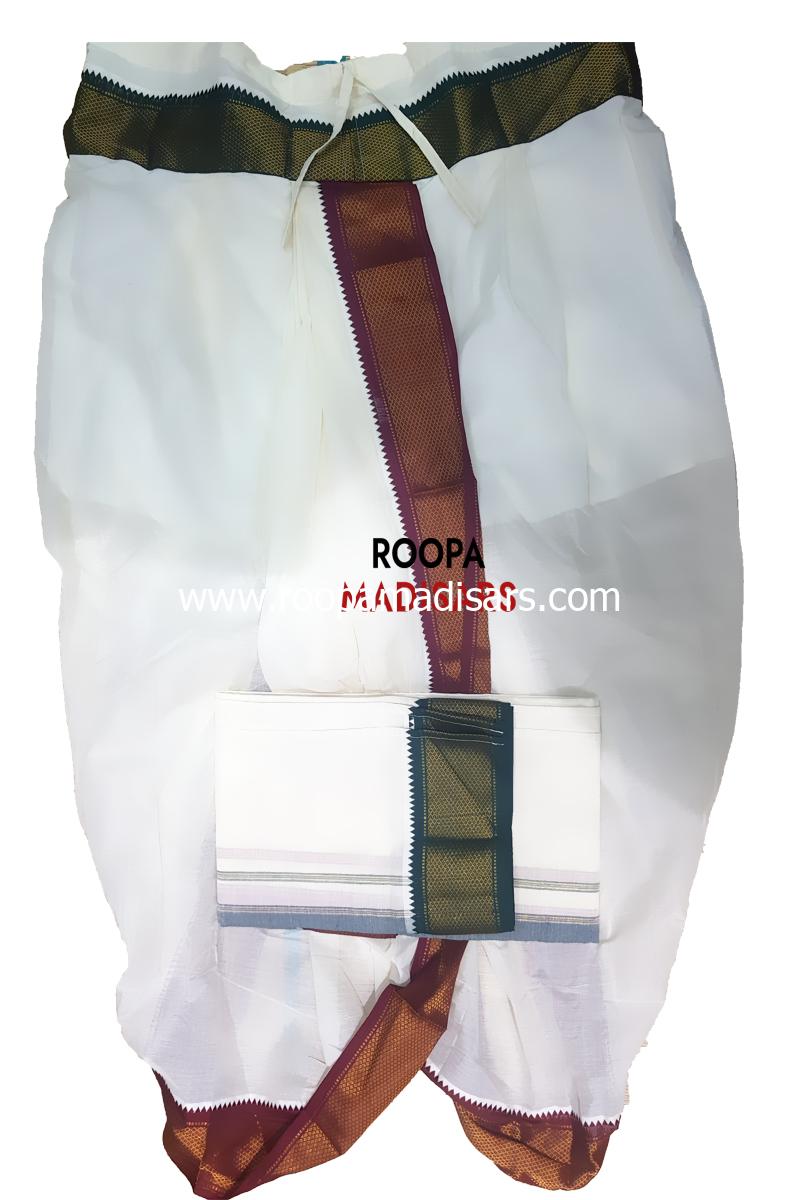 Men's Cotton Readymade Panchakacham Dhotis with lining and inner pocket - Mayilkann - Image 3