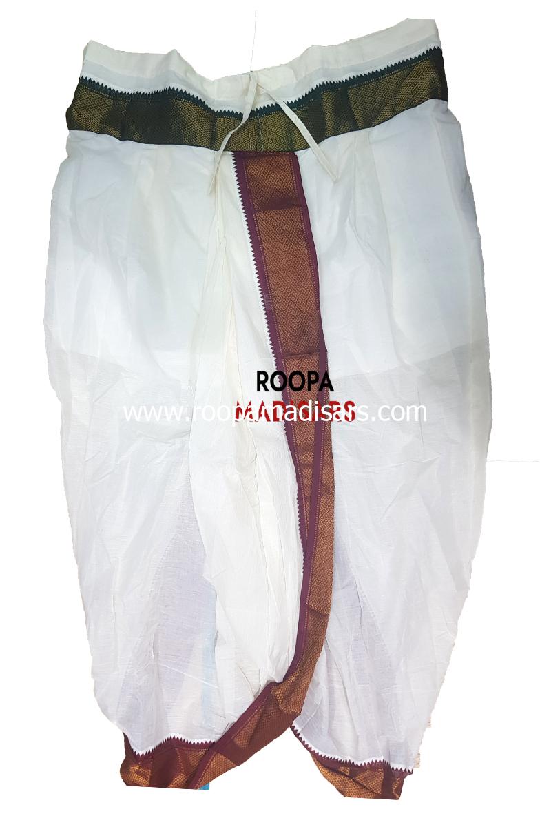 Men's Cotton Readymade Panchakacham Dhotis with lining and inner pocket - Mayilkann - Image 2