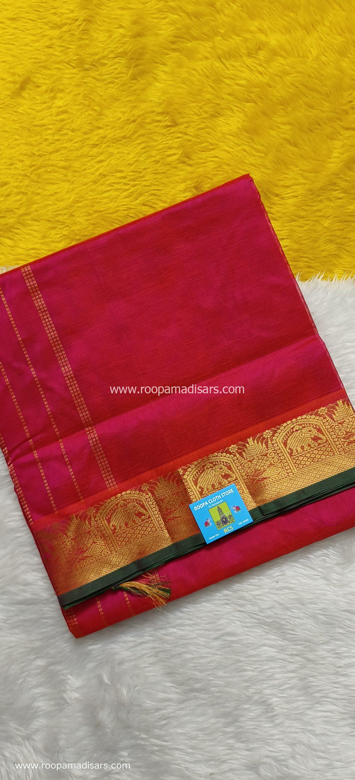 Pure Silk Cotton Madisar -10YARDS PURE SILK COTTON MADISAR KORVAI BORDER WITHOUT BLOUSE PIECE