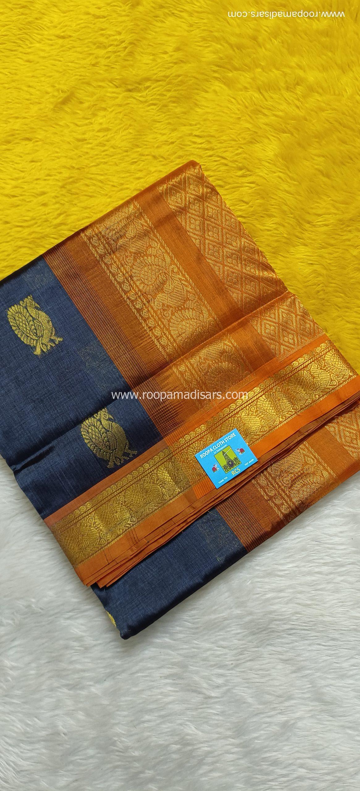 Pure Silk Cotton Madisar -10YARDS PURE SILK COTTON MADISAR KORVAI BORDER WITHOUT BLOUSE PIECE