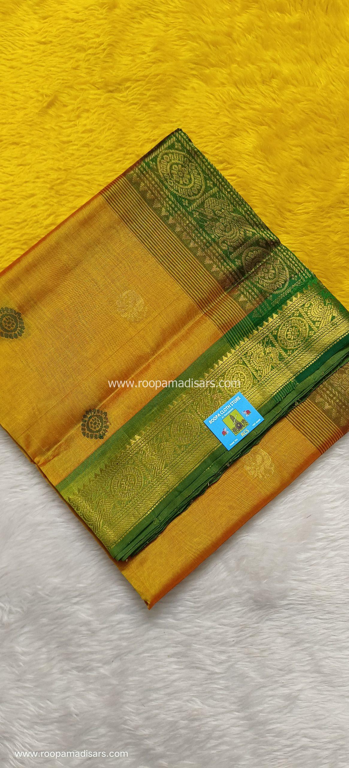 Pure Silk Cotton Madisar -10YARDS PURE SILK COTTON MADISAR KORVAI BORDER WITHOUT BLOUSE PIECE