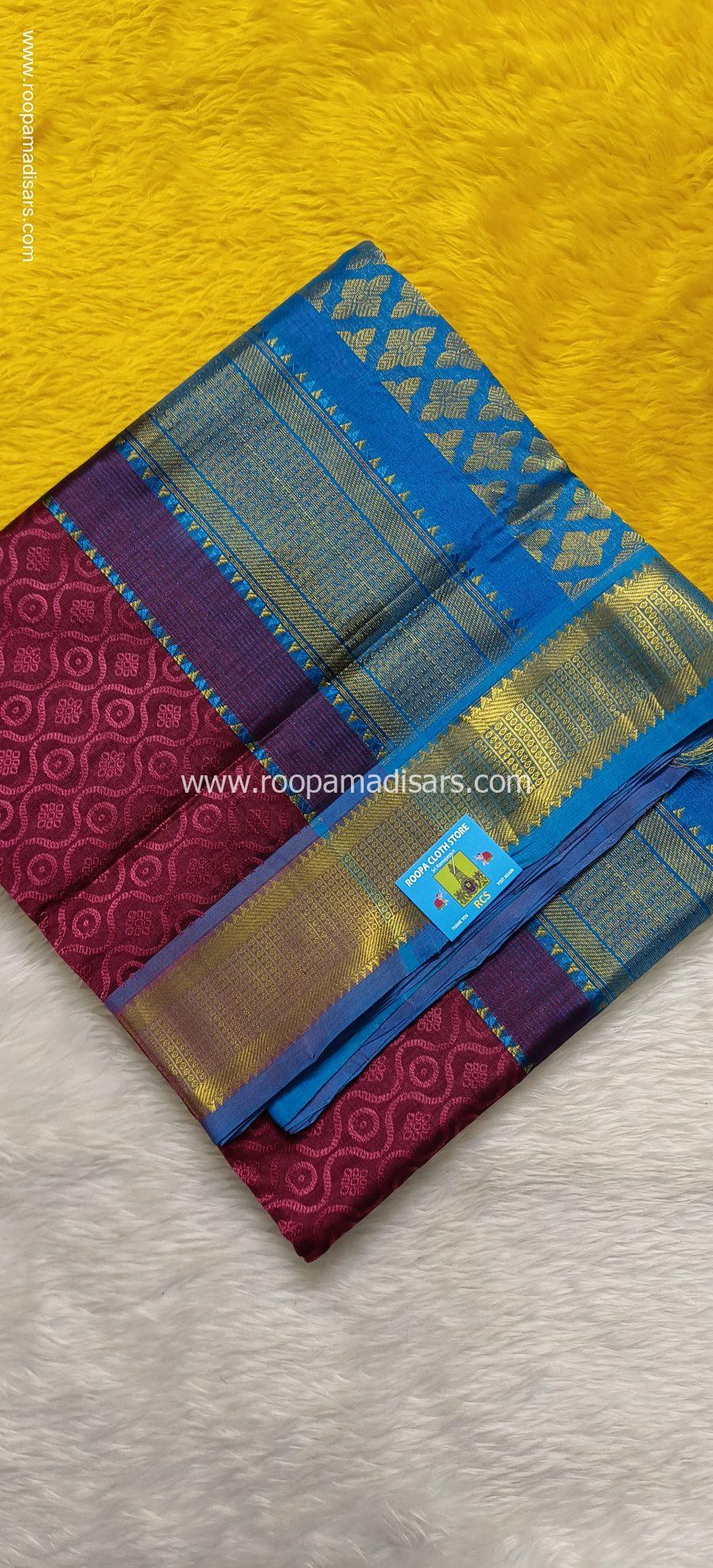 Pure Silk Cotton Madisar -10YARDS PURE SILK COTTON MADISAR KORVAI BORDER WITHOUT BLOUSE PIECE