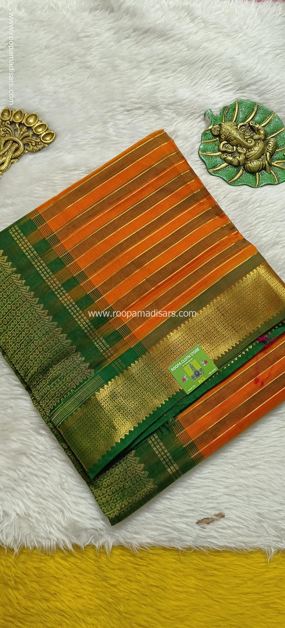 Pure Silk Cotton Madisar -10YARDS PURE SILK COTTON MADISAR KORVAI BORDER WITHOUT BLOUSE PIECE