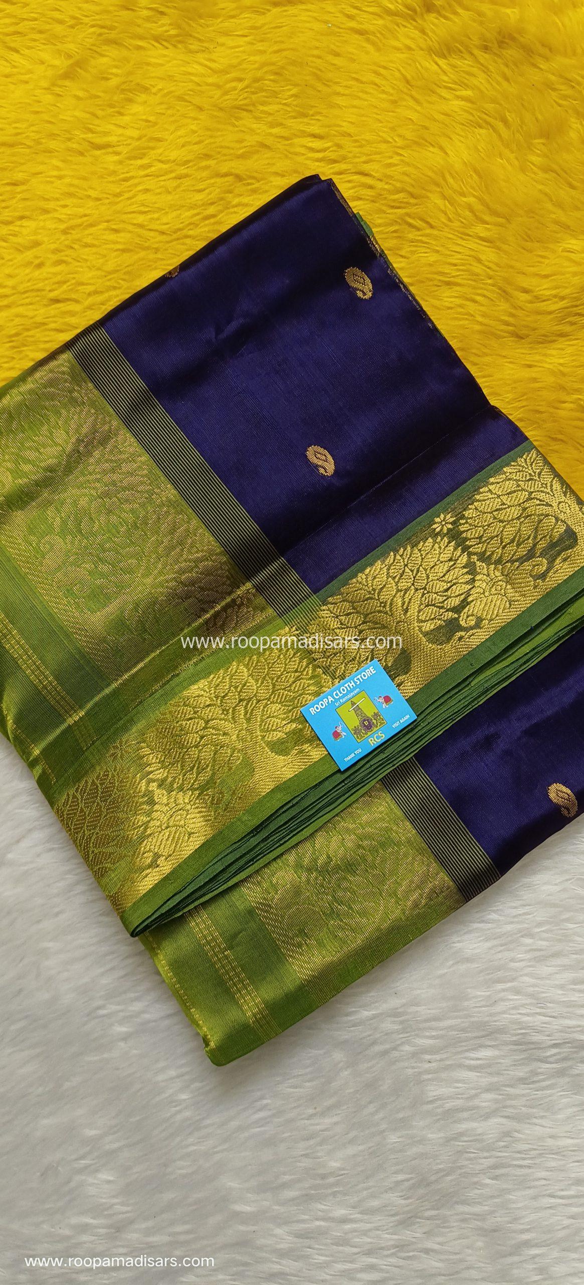 Pure Silk Cotton Madisar -10YARDS PURE SILK COTTON MADISAR KORVAI BORDER WITHOUT BLOUSE PIECE