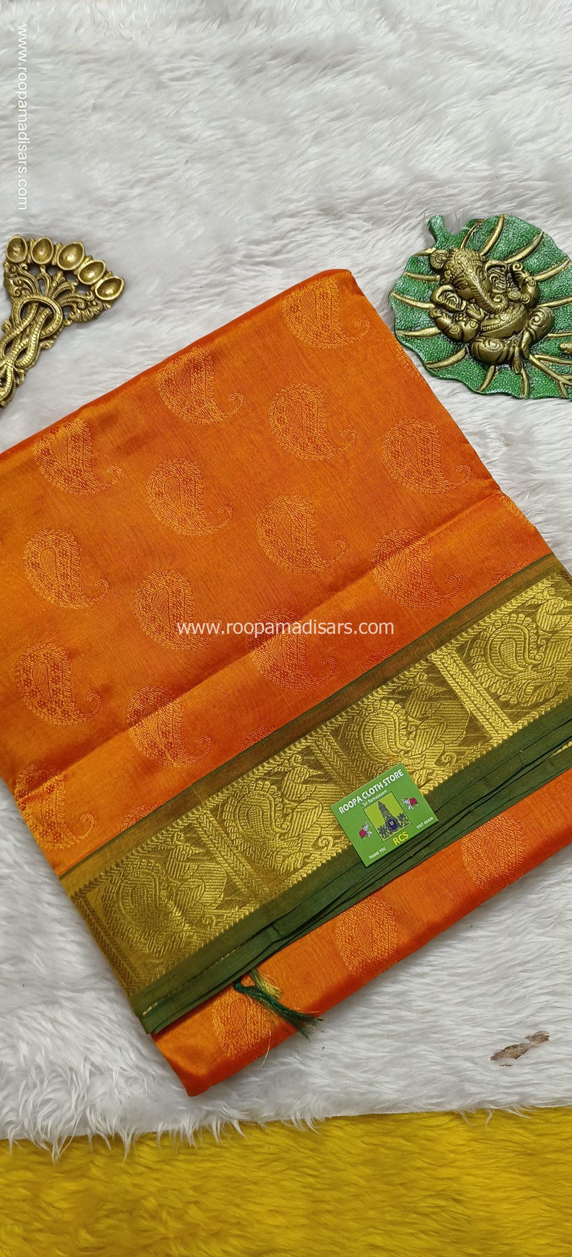 Pure Silk Cotton Madisar -10YARDS PURE SILK COTTON MADISAR KORVAI BORDER WITHOUT BLOUSE PIECE