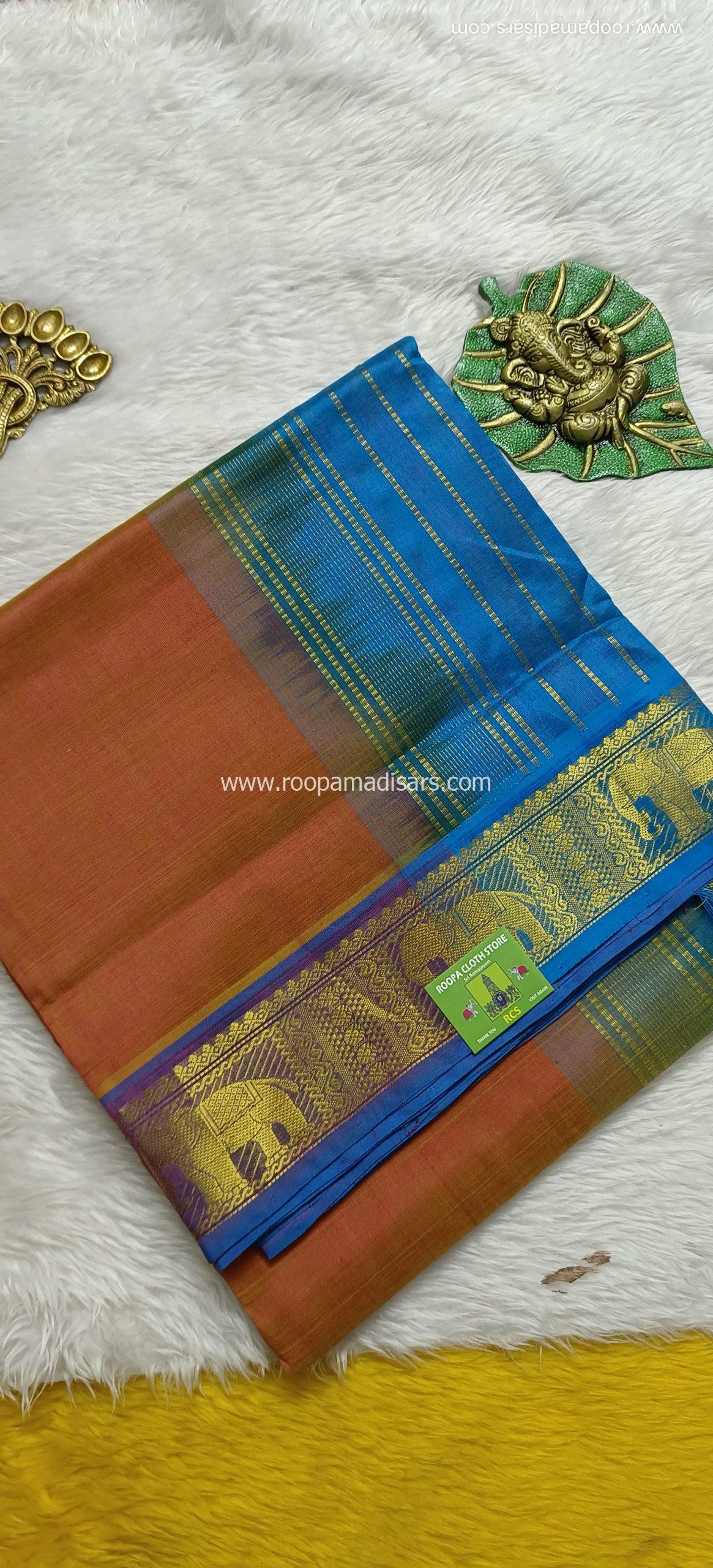 Pure Silk Cotton Madisar -10YARDS PURE SILK COTTON MADISAR KORVAI BORDER WITHOUT BLOUSE PIECE