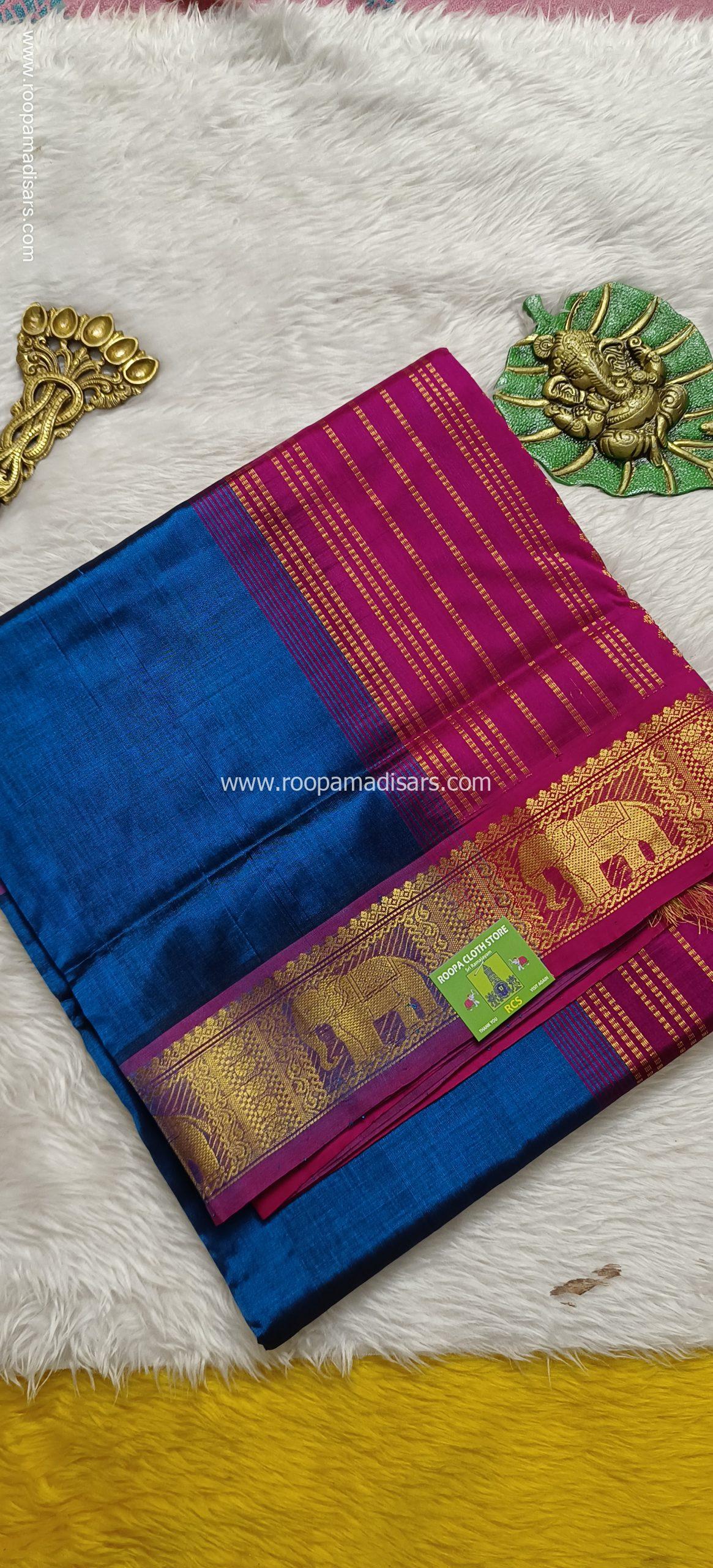 Pure Silk Cotton Madisar -10YARDS PURE SILK COTTON MADISAR KORVAI BORDER WITHOUT BLOUSE PIECE