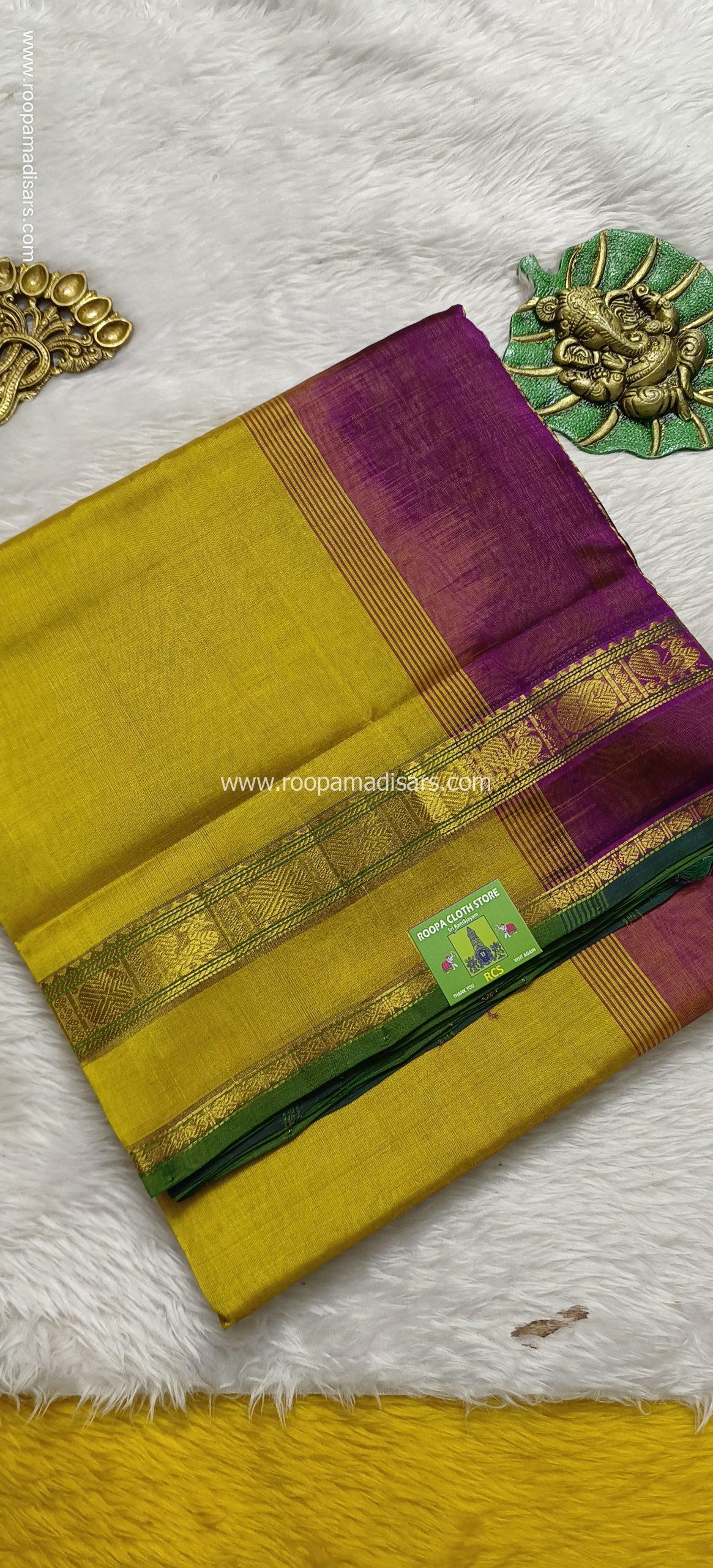 Pure Silk Cotton Madisar -10YARDS PURE SILK COTTON MADISAR KORVAI BORDER WITHOUT BLOUSE PIECE