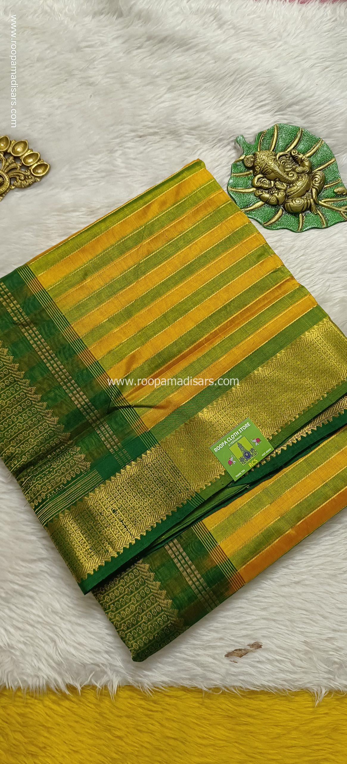 Pure Silk Cotton Madisar -10YARDS PURE SILK COTTON MADISAR KORVAI BORDER WITHOUT BLOUSE PIECE
