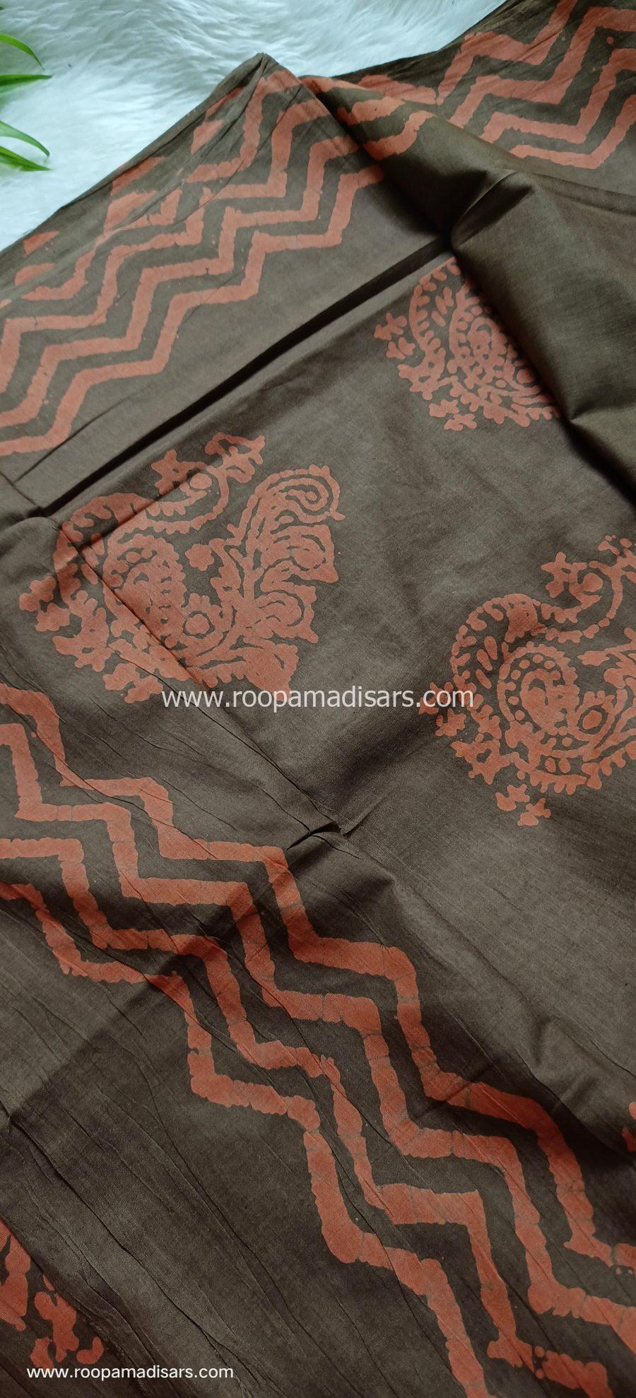 BATIK SAREES -10.5 YARDS ORIGINAL WAX PRINTED BATIK MADISAR SAREE WITHOUT BLOUSE PIECE - Image 2