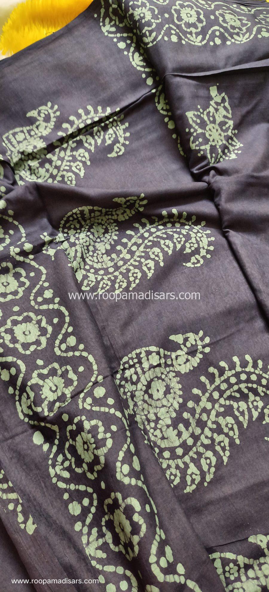 BATIK SAREES -10.5 YARDS ORIGINAL WAX PRINTED BATIK MADISAR SAREE WITHOUT BLOUSE PIECE - Image 2