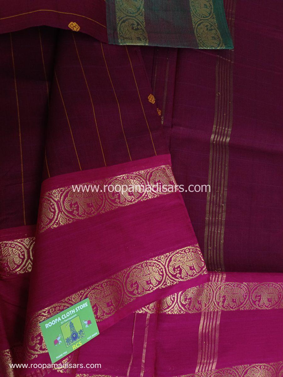 KANCHI COTTON MADISAR-10YARDS COTTON MADISAR SAREE WITHOUT BLOUSE PIECE - Image 2
