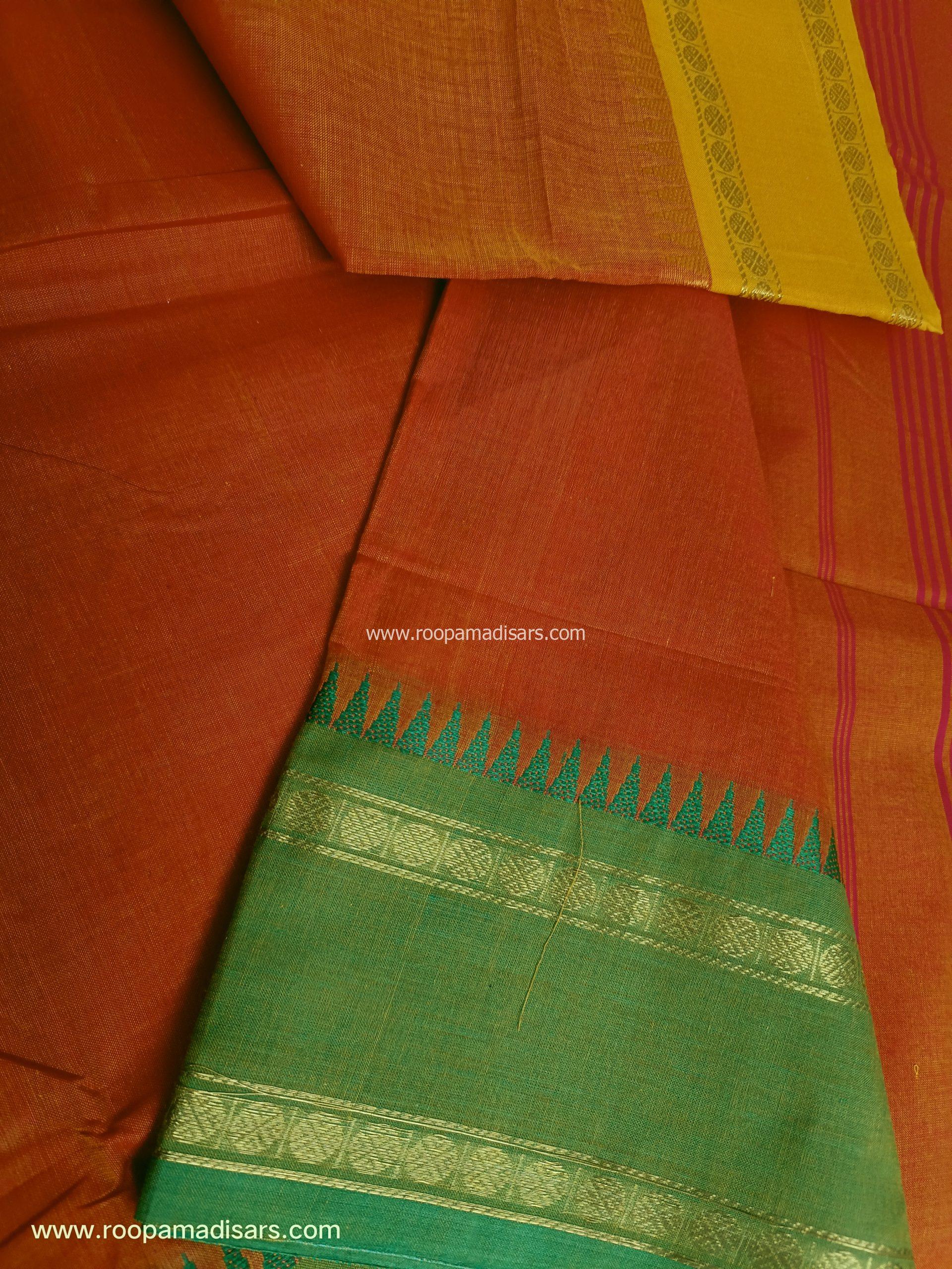 KANCHI COTTON MADISAR-10YARDS COTTON MADISAR SAREE WITHOUT BLOUSE PIECE - Image 3