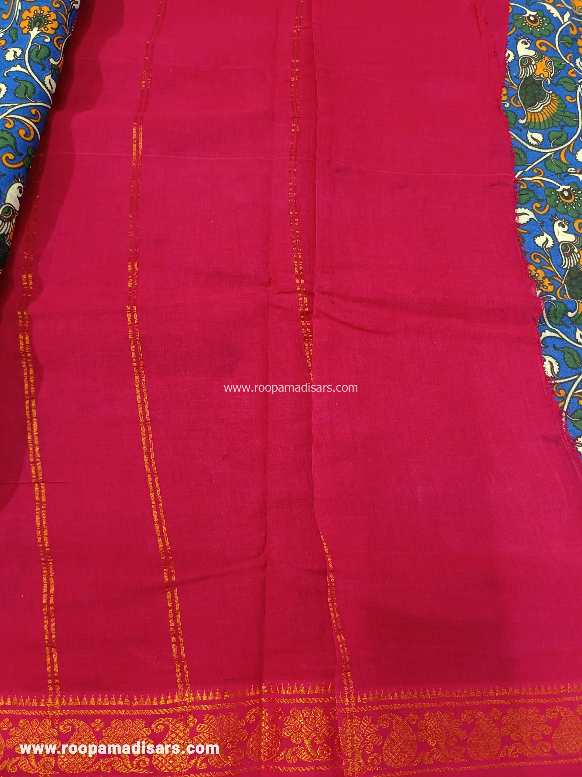 SUNGUDI KALAMKARI SAREES -10.5YARDS MADISAR SAREE WITHOUT BLOUSE PIECE - Image 3