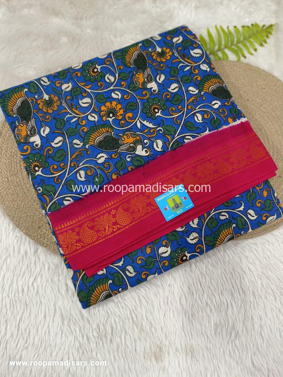 SUNGUDI KALAMKARI SAREES -10.5YARDS MADISAR SAREE WITHOUT BLOUSE PIECE
