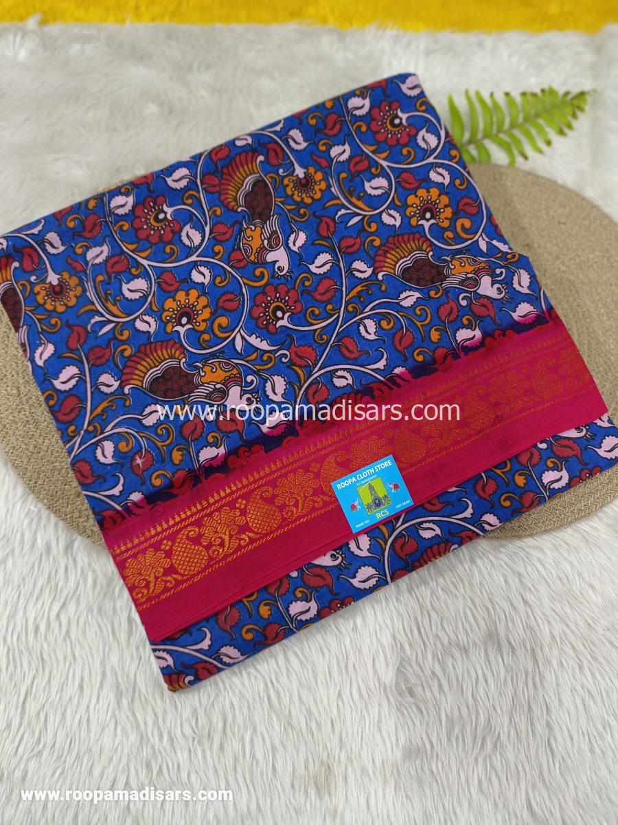 SUNGUDI KALAMKARI SAREES -10.5YARDS MADISAR SAREE WITHOUT BLOUSE PIECE