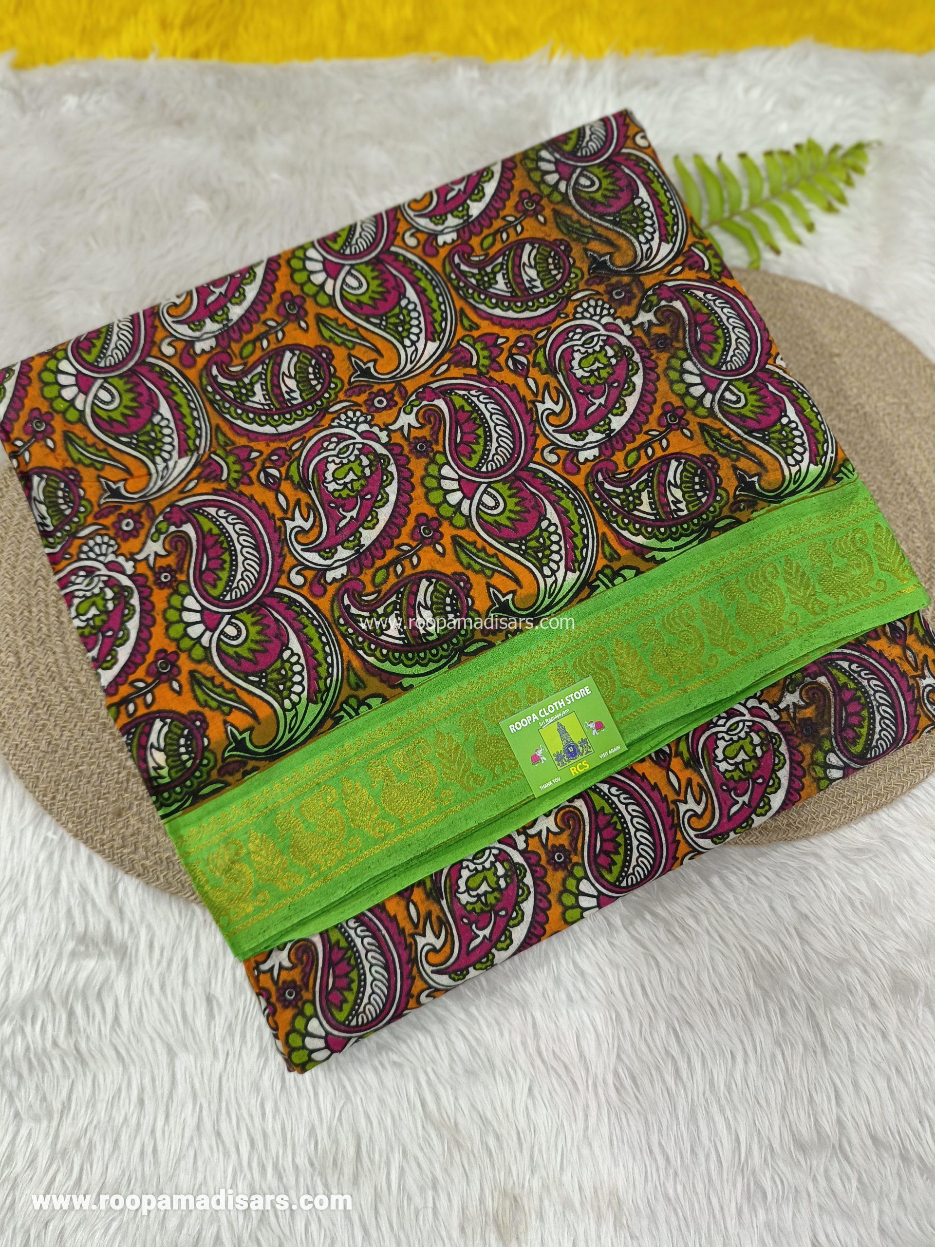 SUNGUDI KALAMKARI SAREES -10.5YARDS MADISAR SAREE WITHOUT BLOUSE PIECE