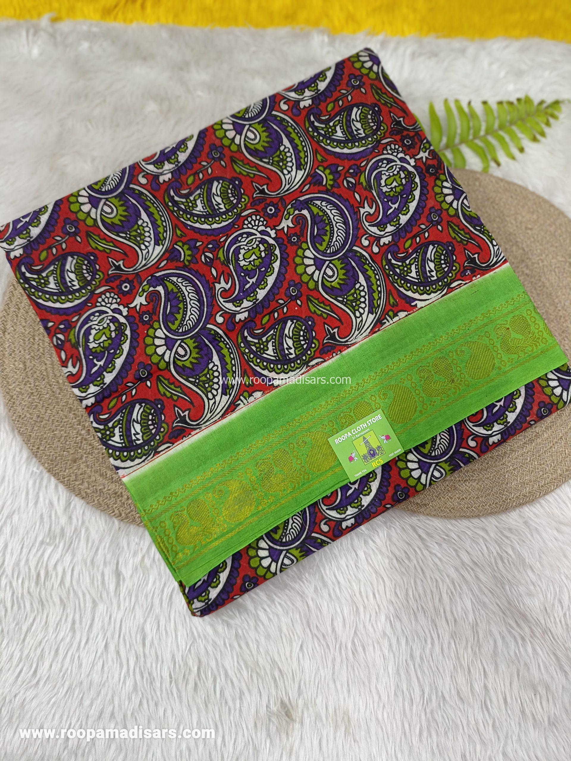 SUNGUDI KALAMKARI SAREES -10.5YARDS MADISAR SAREE WITHOUT BLOUSE PIECE