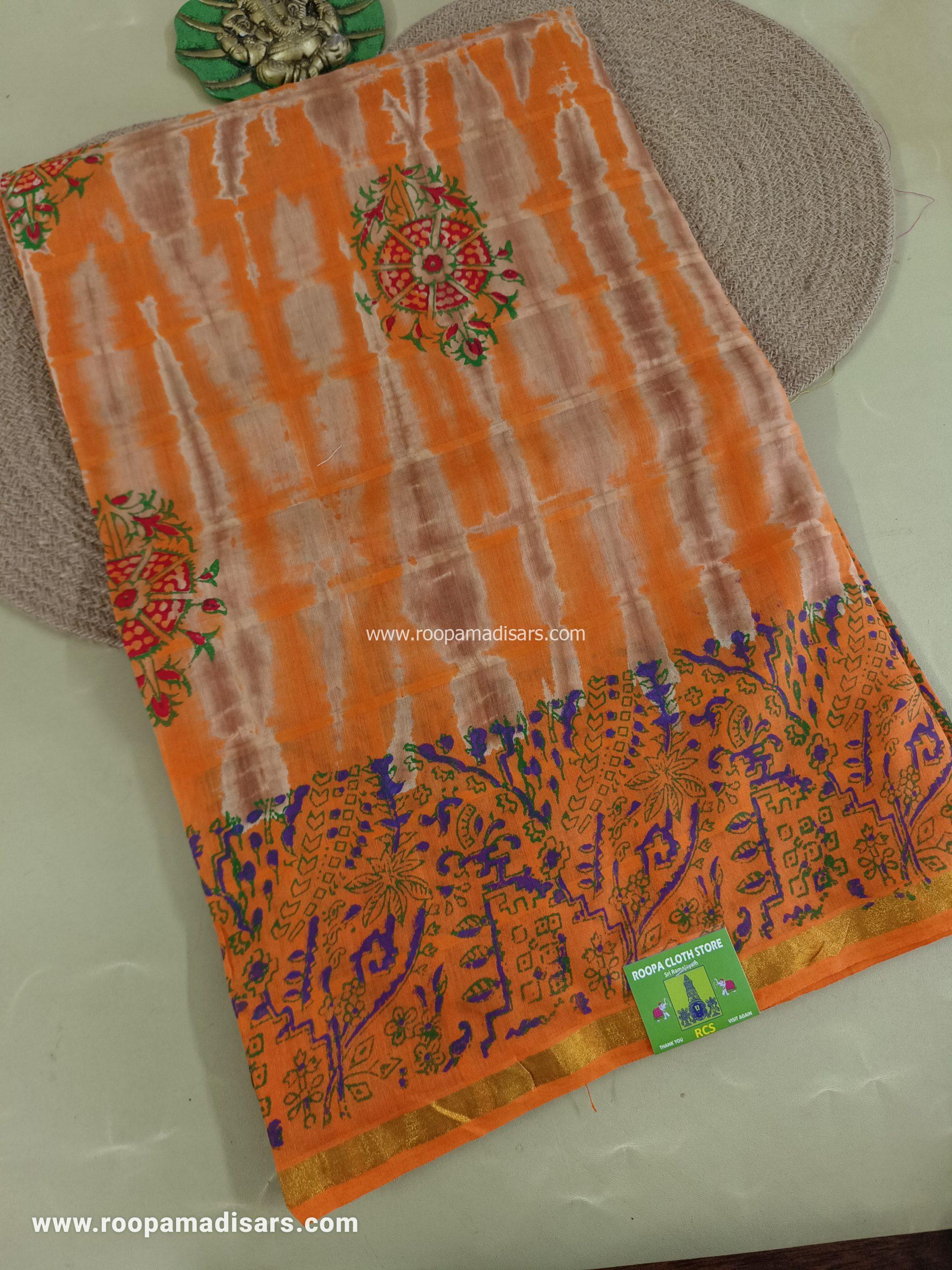 BATIK SAREES -10.5 YARDS ORIGINAL WAX PRINTED BATIK MADISAR SAREE WITHOUT BLOUSE PIECE