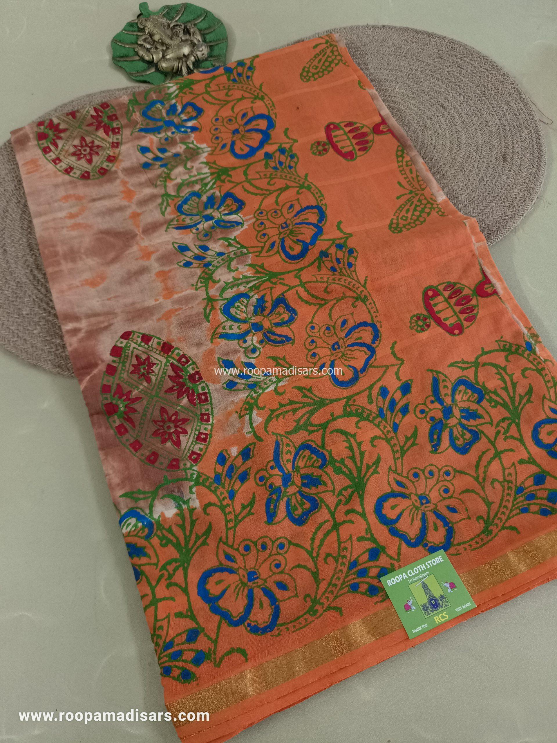 BATIK SAREES -10.5 YARDS ORIGINAL WAX PRINTED BATIK MADISAR SAREE WITHOUT BLOUSE PIECE