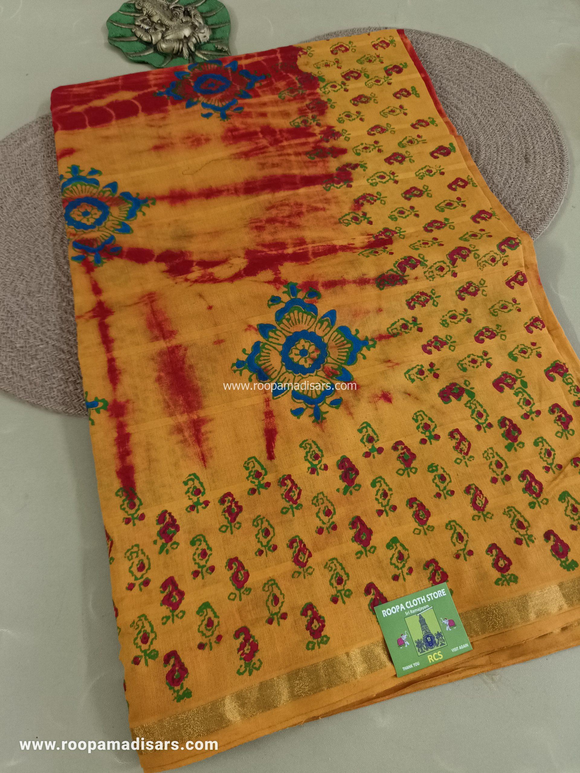 BATIK SAREES -10.5 YARDS ORIGINAL WAX PRINTED BATIK MADISAR SAREE WITHOUT BLOUSE PIECE