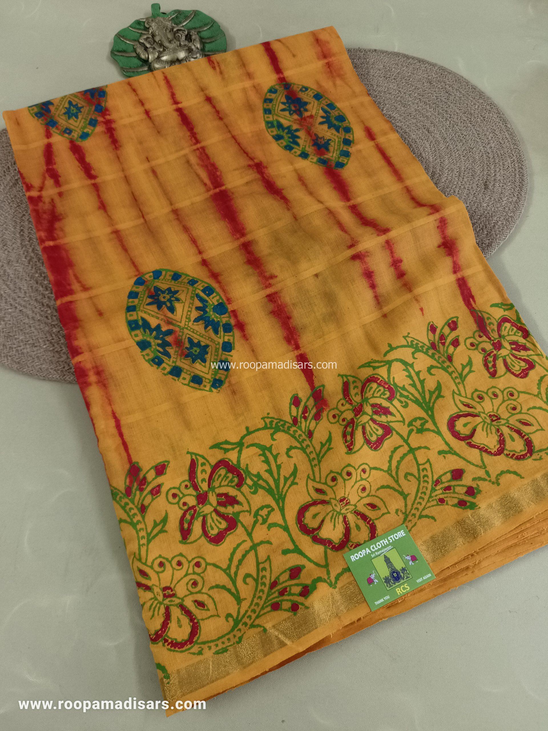 BATIK SAREES -10.5 YARDS ORIGINAL WAX PRINTED BATIK MADISAR SAREE WITHOUT BLOUSE PIECE