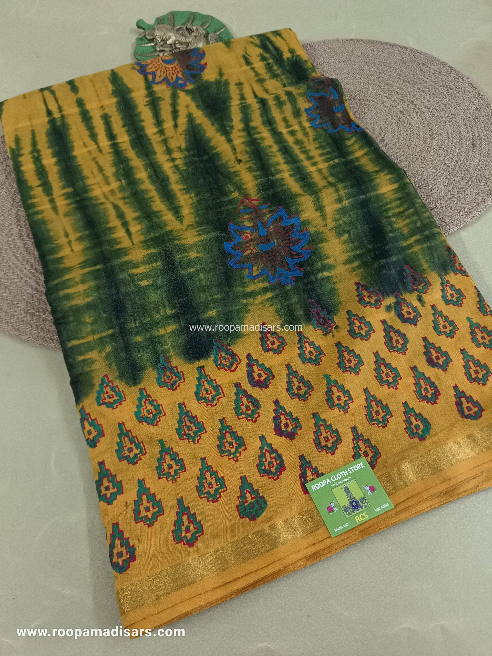 BATIK SAREES -10.5 YARDS ORIGINAL WAX PRINTED BATIK MADISAR SAREE WITHOUT BLOUSE PIECE