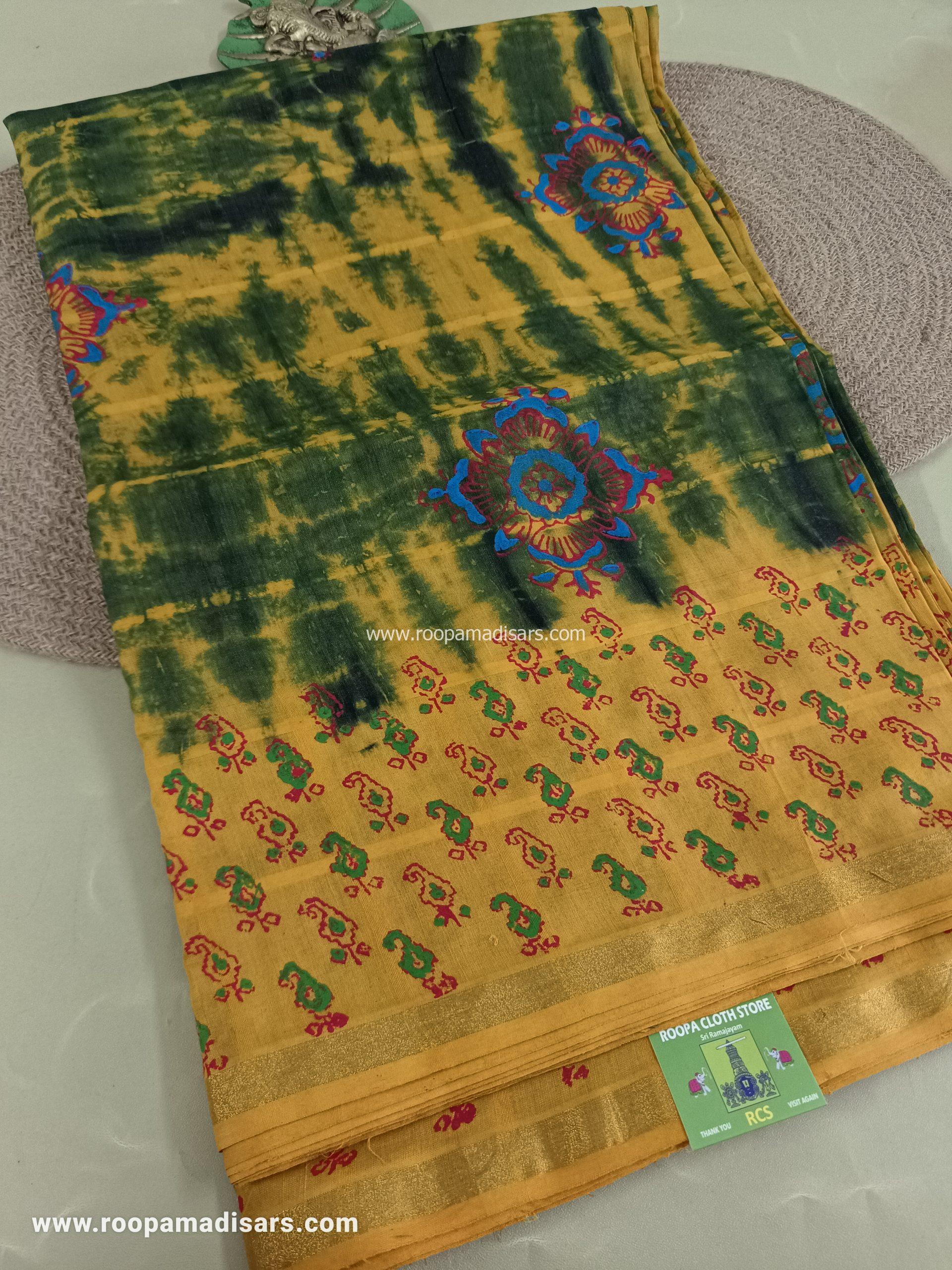 BATIK SAREES -10.5 YARDS ORIGINAL WAX PRINTED BATIK MADISAR SAREE WITHOUT BLOUSE PIECE