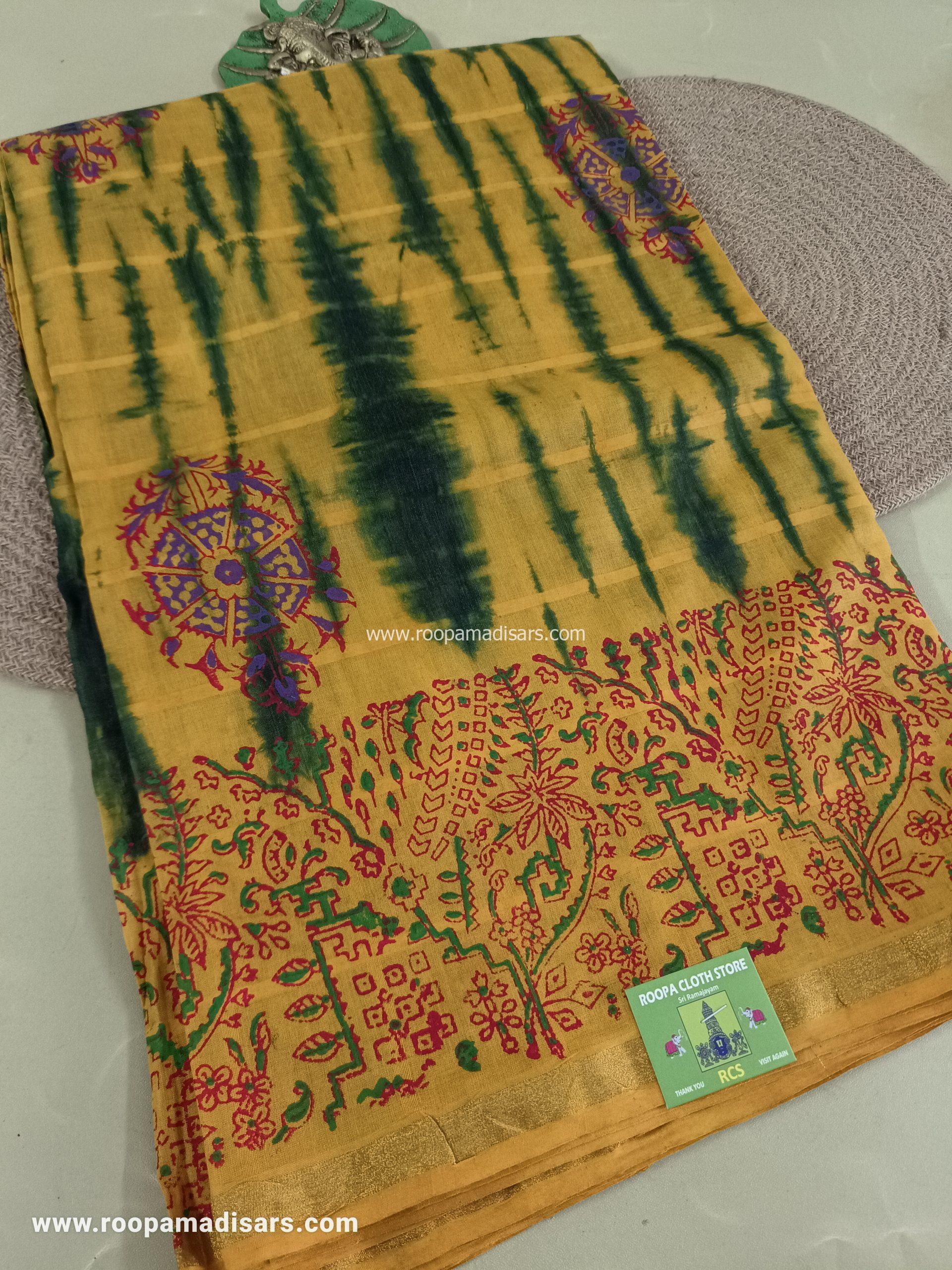 BATIK SAREES -10.5 YARDS ORIGINAL WAX PRINTED BATIK MADISAR SAREE WITHOUT BLOUSE PIECE