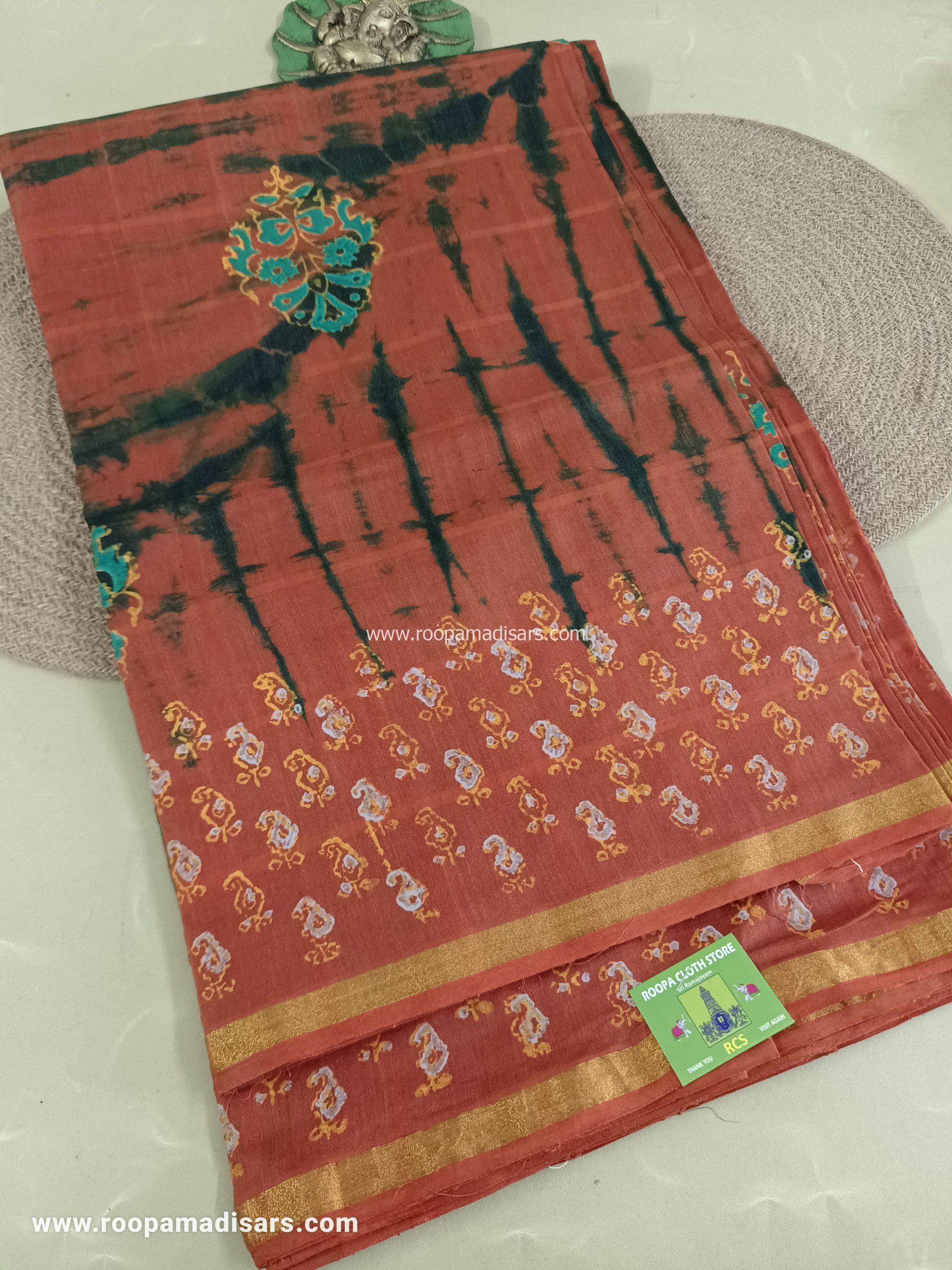 BATIK SAREES -10.5 YARDS ORIGINAL WAX PRINTED BATIK MADISAR SAREE WITHOUT BLOUSE PIECE