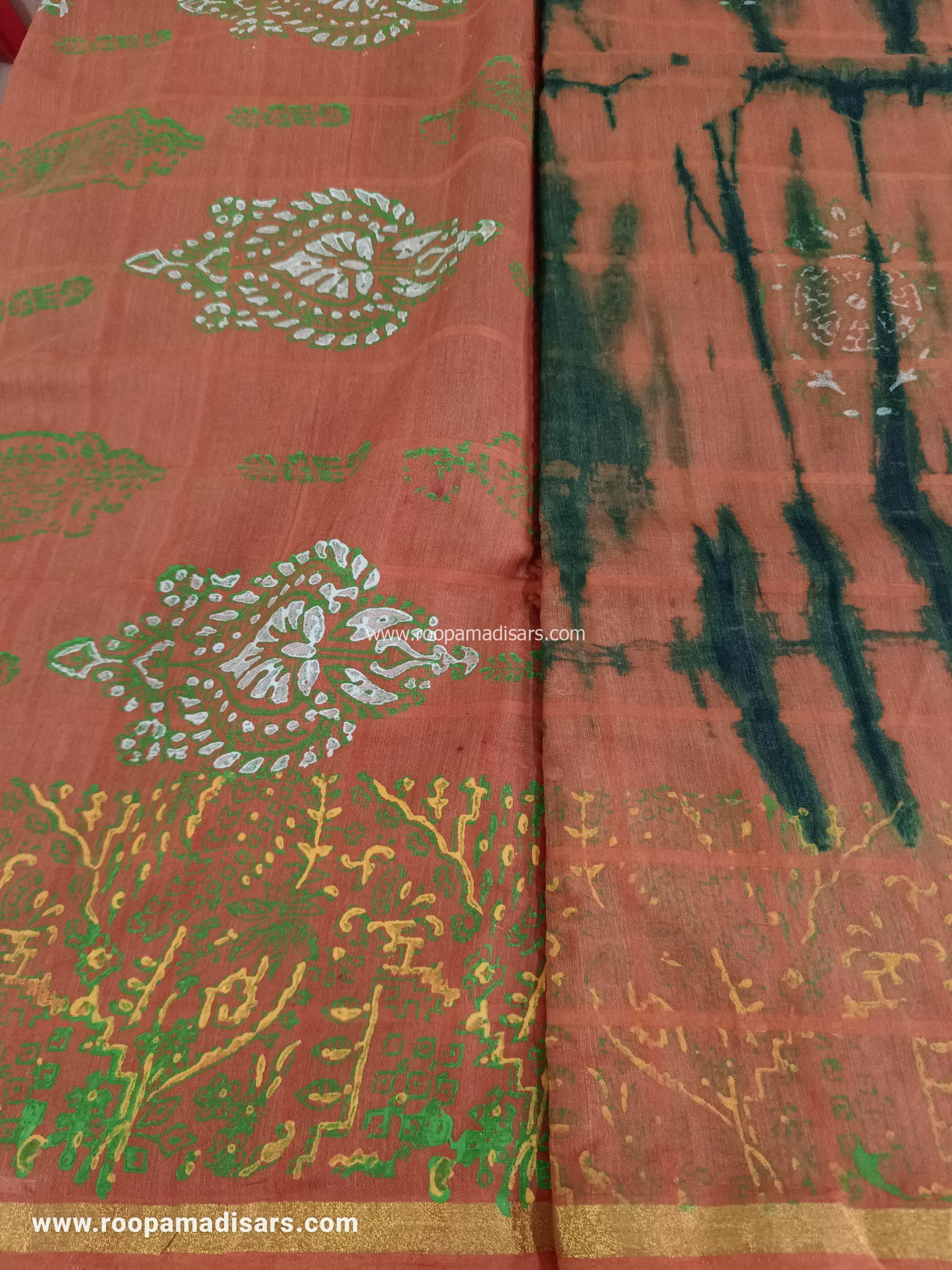 BATIK SAREES -10.5 YARDS ORIGINAL WAX PRINTED BATIK MADISAR SAREE WITHOUT BLOUSE PIECE - Image 2