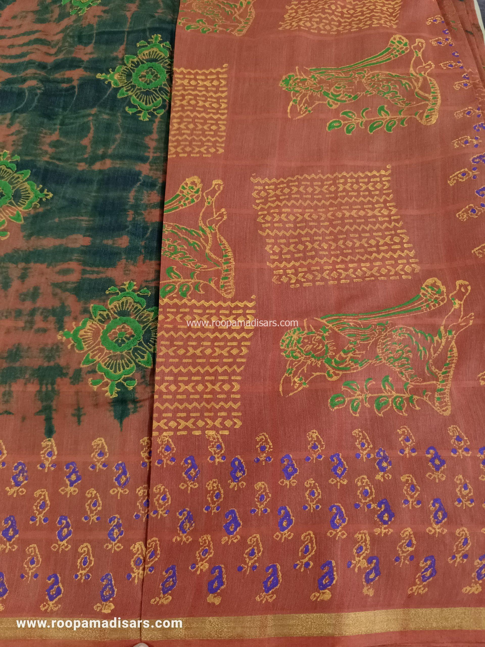BATIK SAREES -10.5 YARDS ORIGINAL WAX PRINTED BATIK MADISAR SAREE WITHOUT BLOUSE PIECE - Image 2