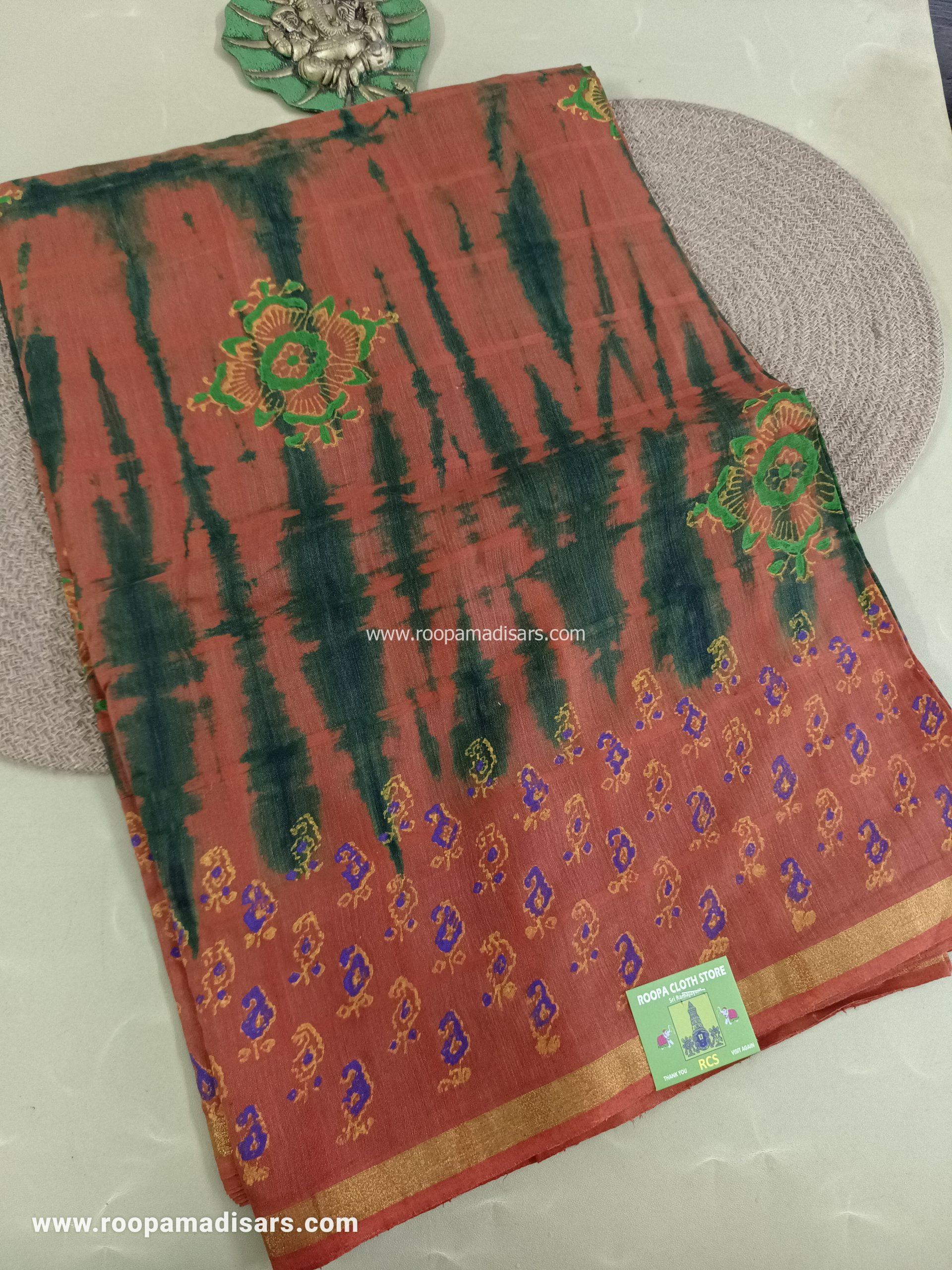 BATIK SAREES -10.5 YARDS ORIGINAL WAX PRINTED BATIK MADISAR SAREE WITHOUT BLOUSE PIECE