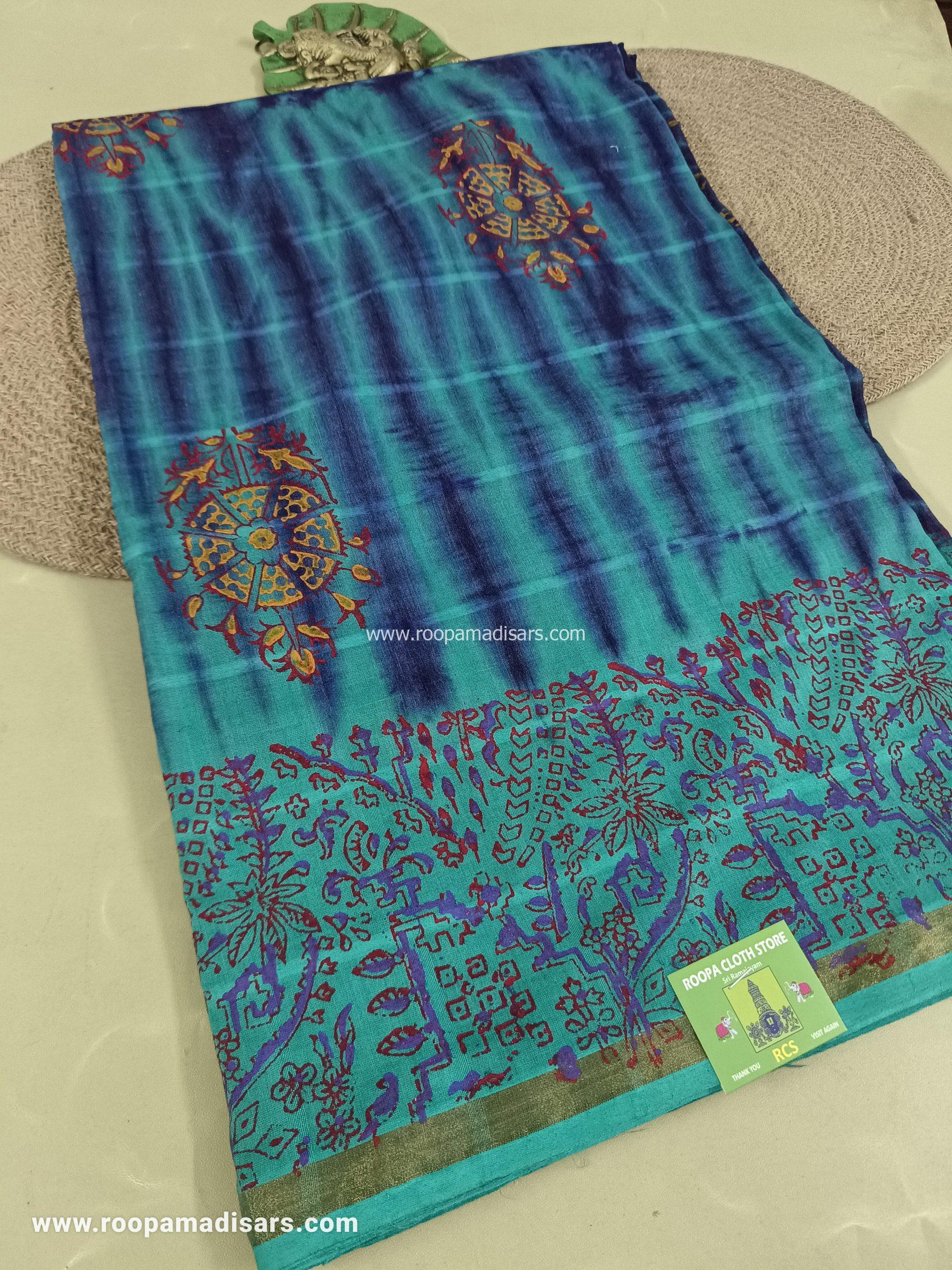 BATIK SAREES -10.5 YARDS ORIGINAL WAX PRINTED BATIK MADISAR SAREE WITHOUT BLOUSE PIECE