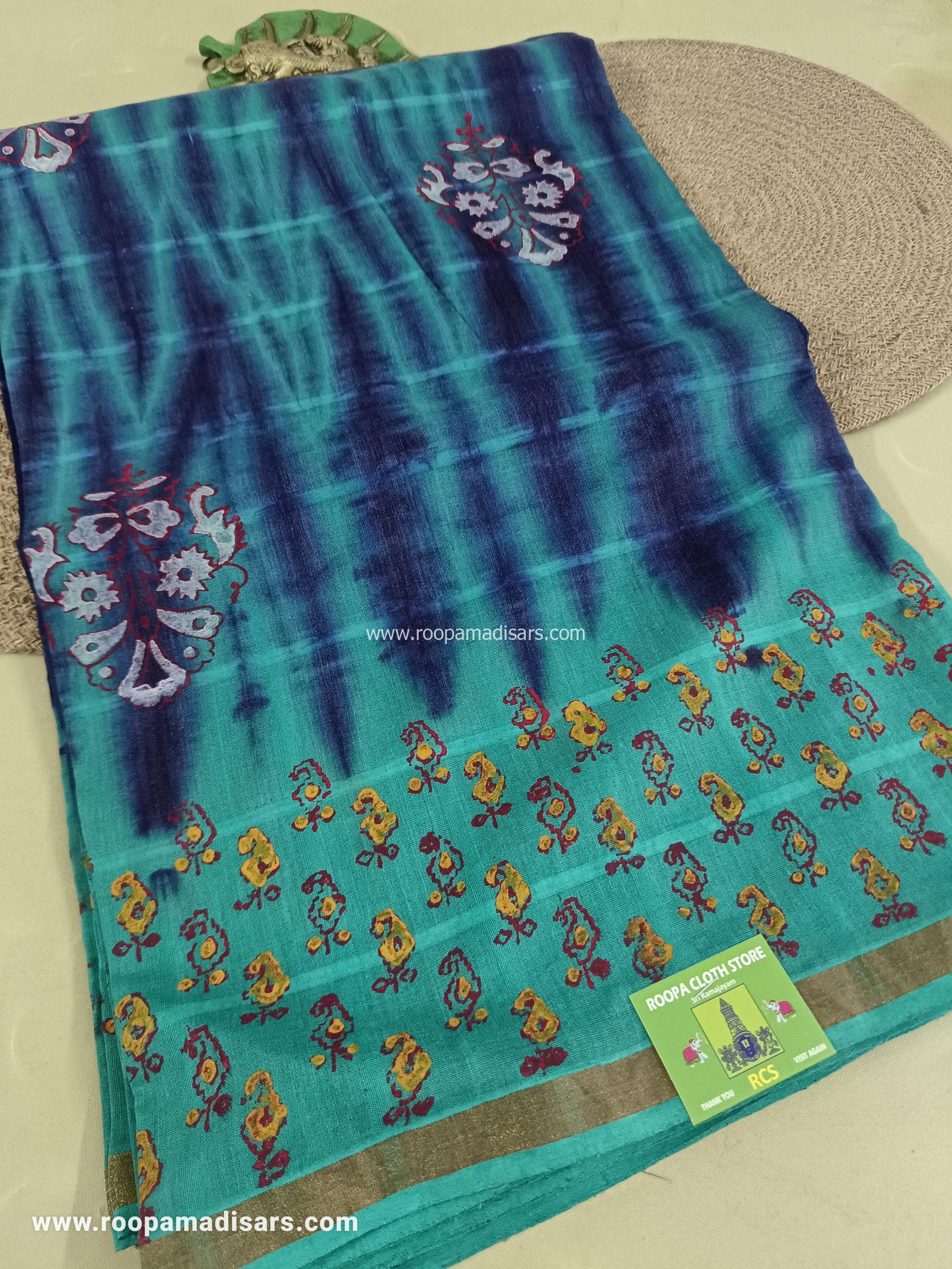 BATIK SAREES -10.5 YARDS ORIGINAL WAX PRINTED BATIK MADISAR SAREE WITHOUT BLOUSE PIECE