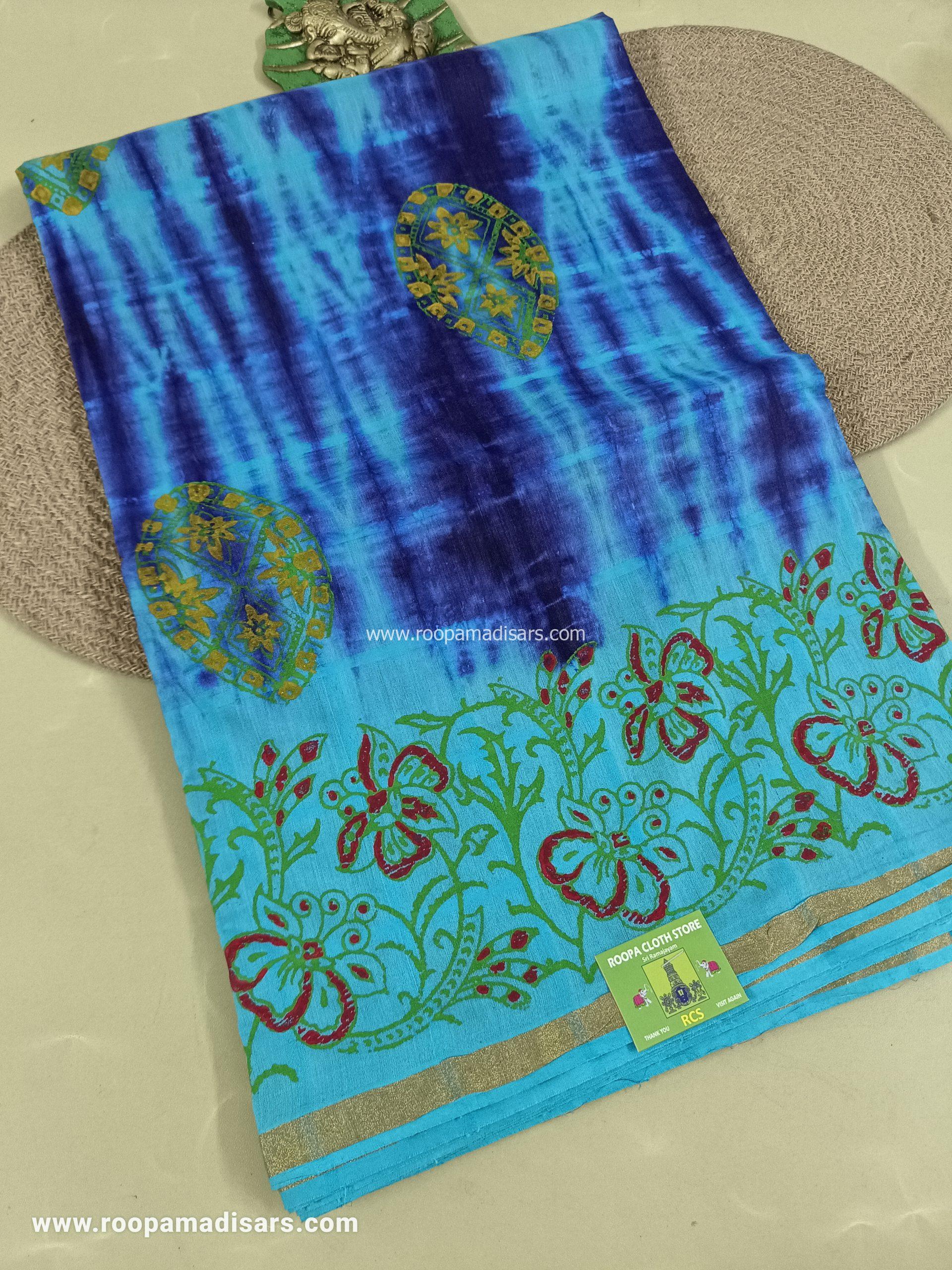 BATIK SAREES -10.5 YARDS ORIGINAL WAX PRINTED BATIK MADISAR SAREE WITHOUT BLOUSE PIECE