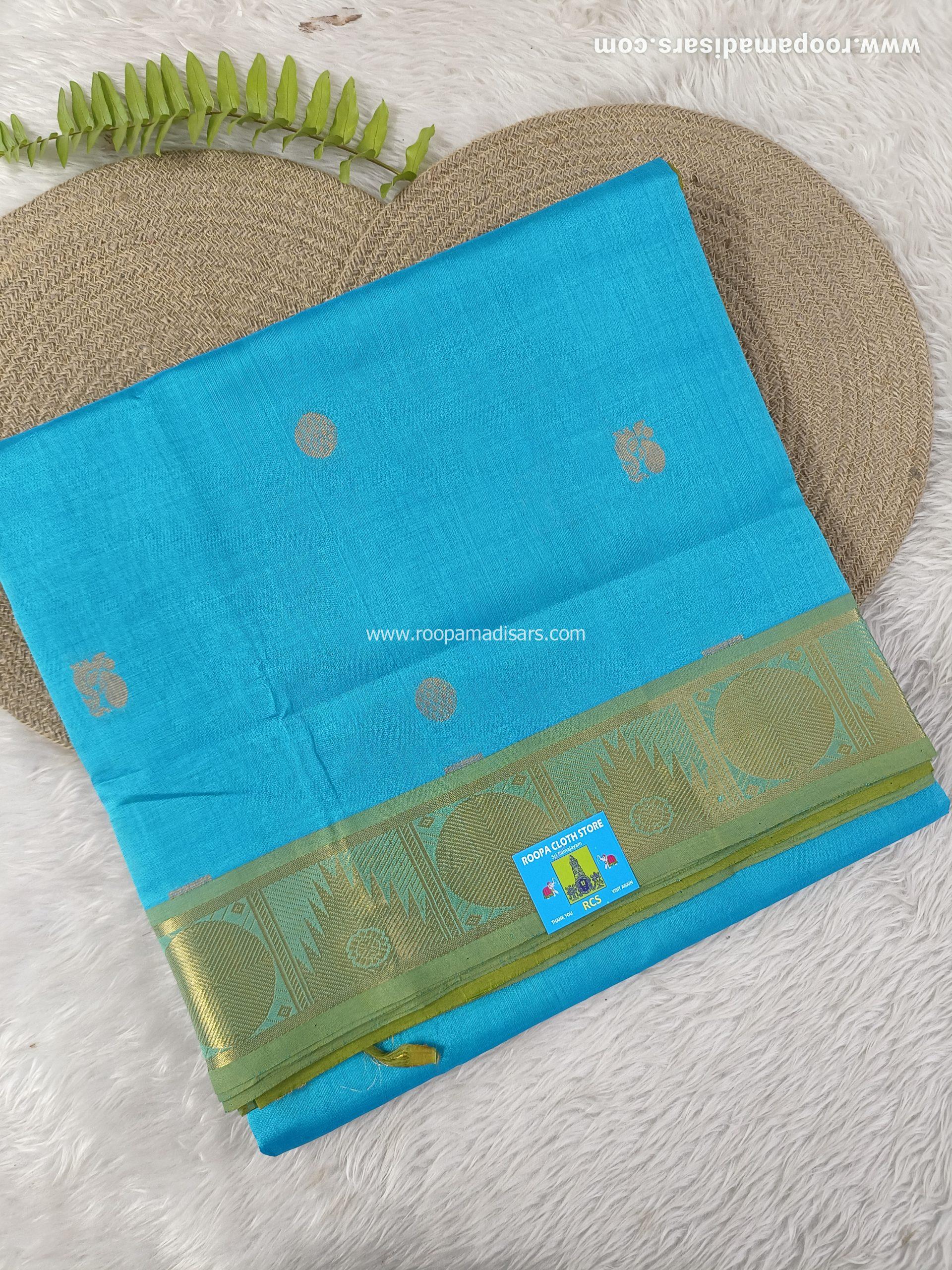 Pure Silk Cotton Madisar -10YARDS PURE SILK COTTON MADISAR KORVAI BORDER WITHOUT BLOUSE PIECE