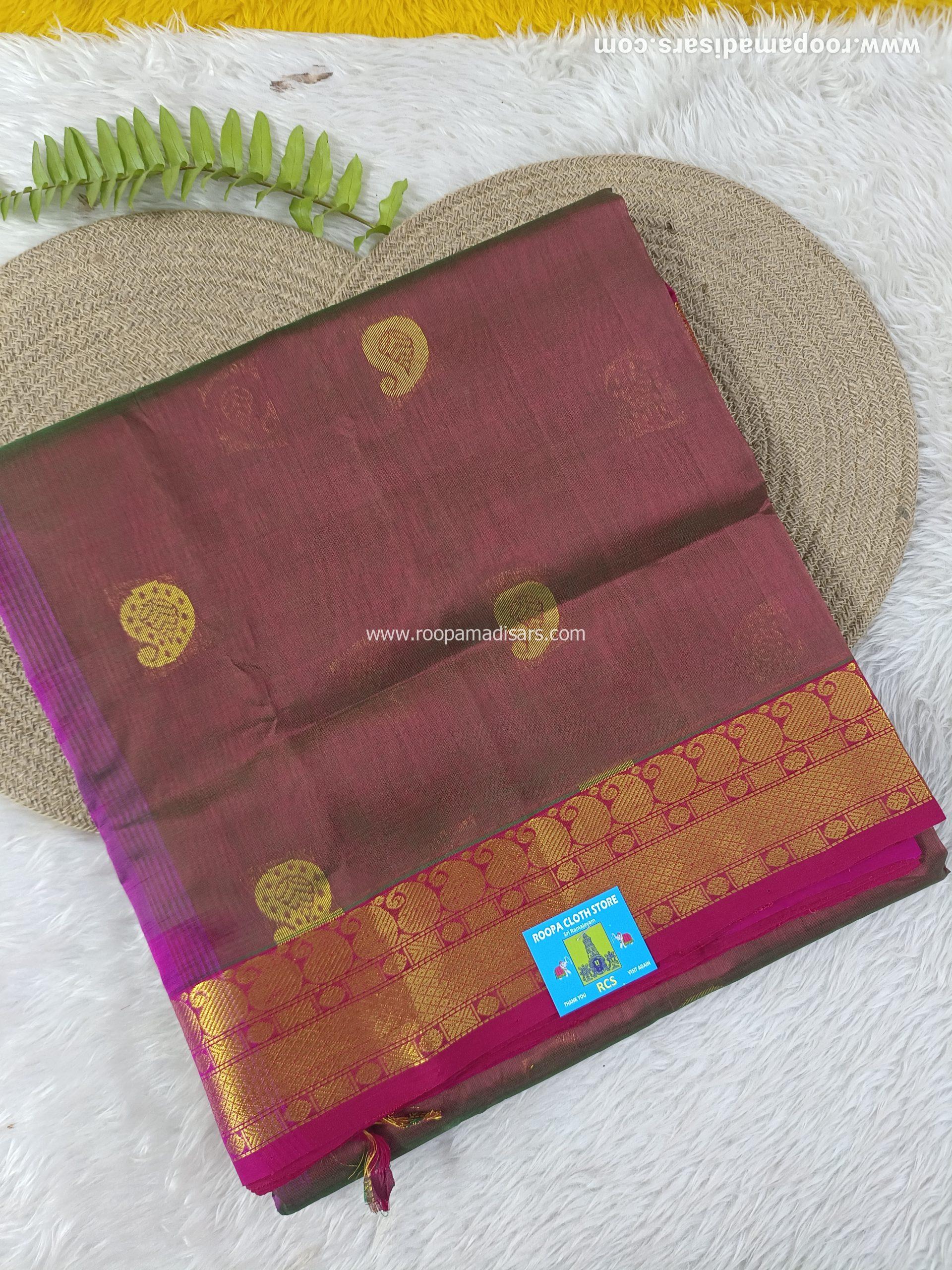 Pure Silk Cotton Madisar -10YARDS PURE SILK COTTON MADISAR KORVAI BORDER WITHOUT BLOUSE PIECE