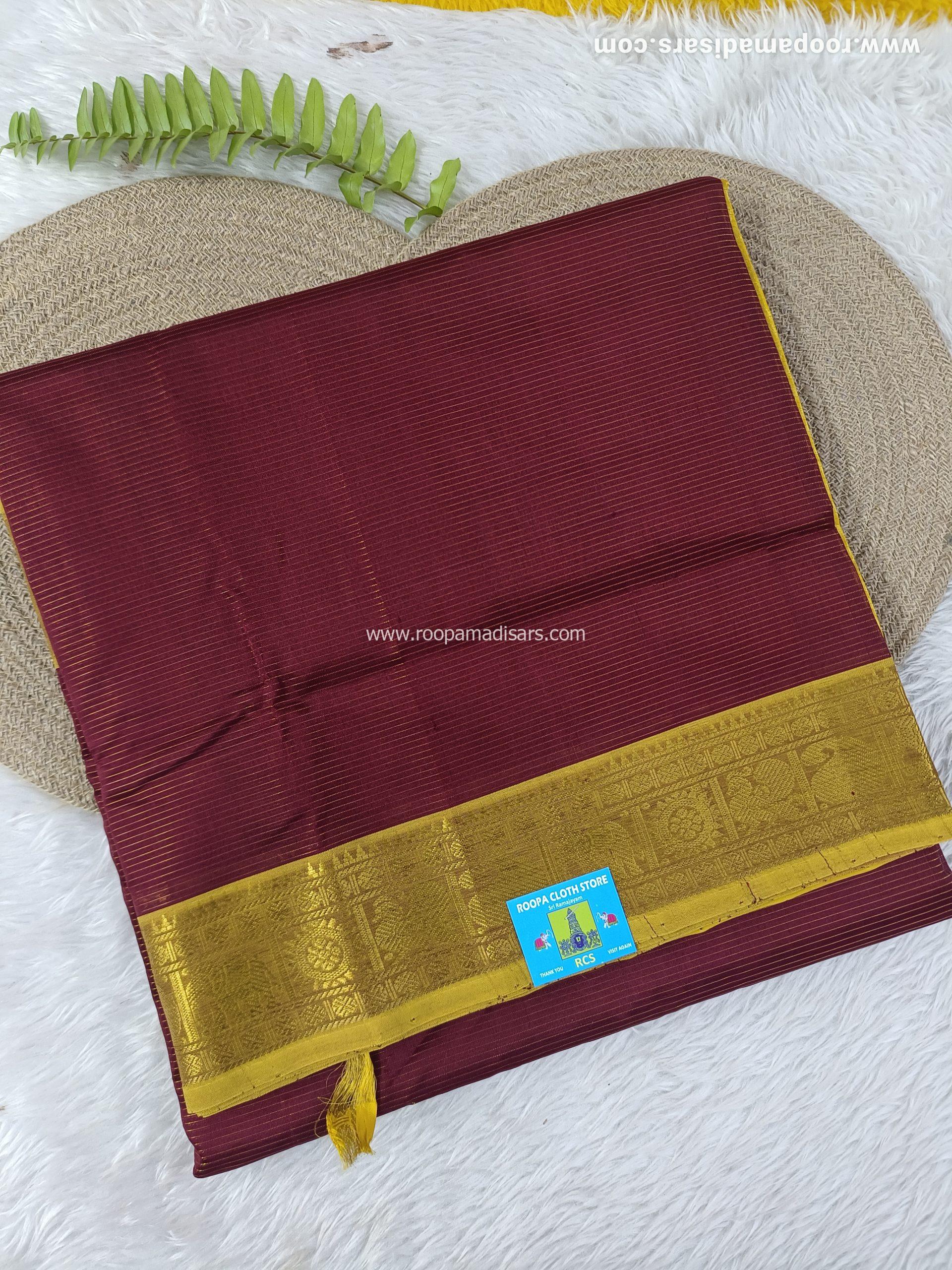 Pure Silk Cotton Madisar -10YARDS PURE SILK COTTON MADISAR KORVAI BORDER WITHOUT BLOUSE PIECE