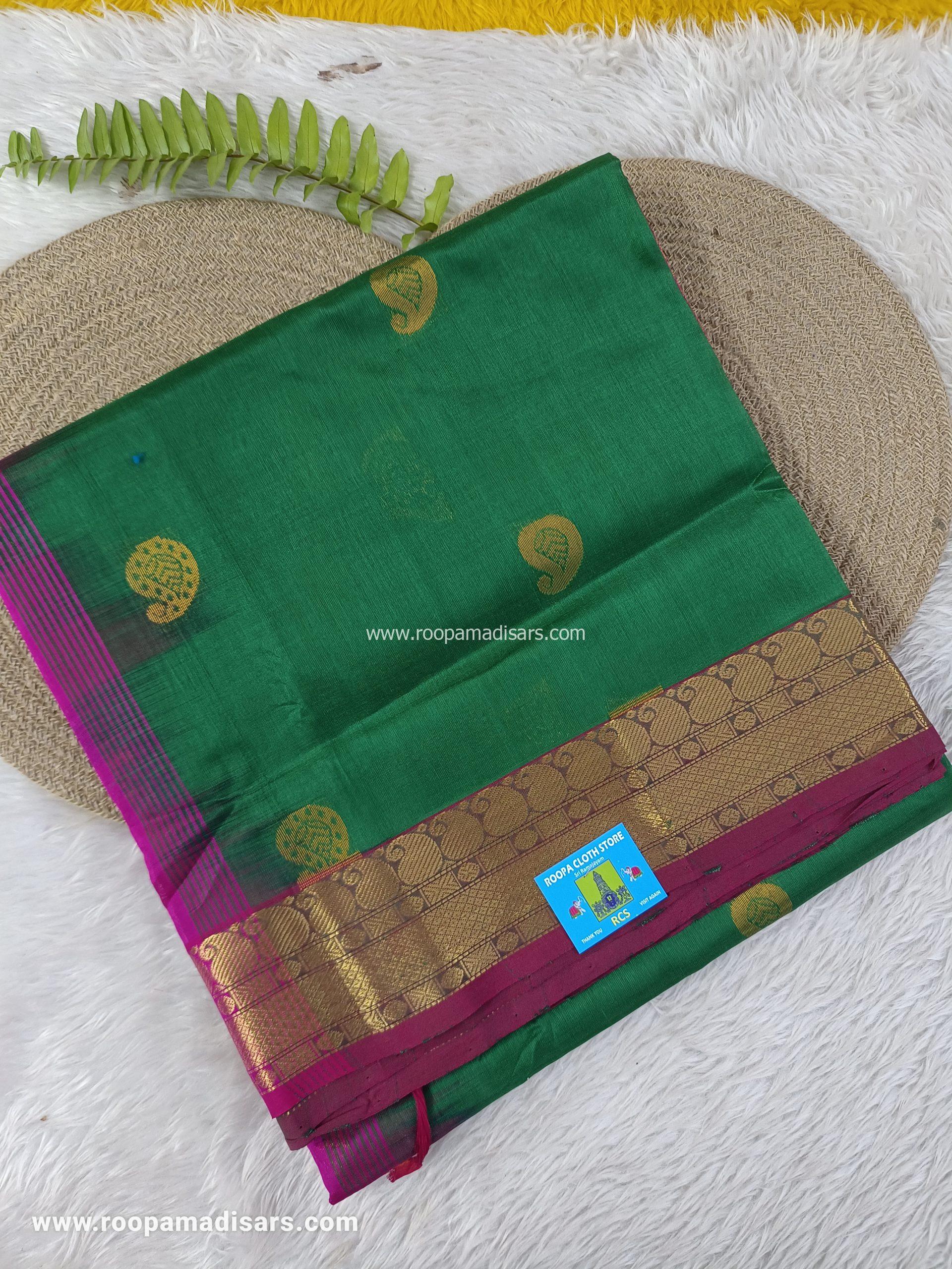 Pure Silk Cotton Madisar -10YARDS PURE SILK COTTON MADISAR KORVAI BORDER WITHOUT BLOUSE PIECE
