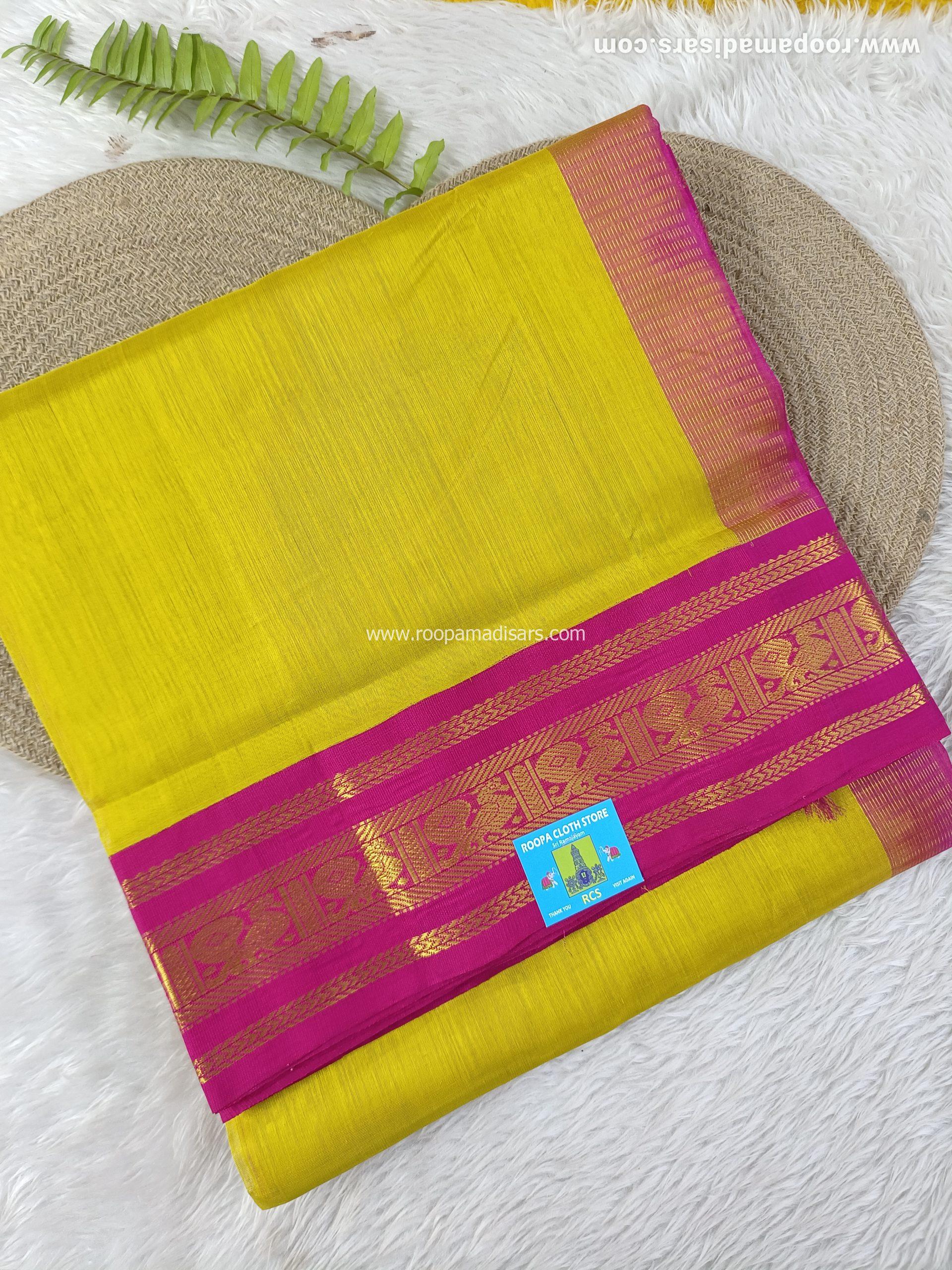 Pure Silk Cotton Madisar -10YARDS PURE SILK COTTON MADISAR KORVAI BORDER WITHOUT BLOUSE PIECE