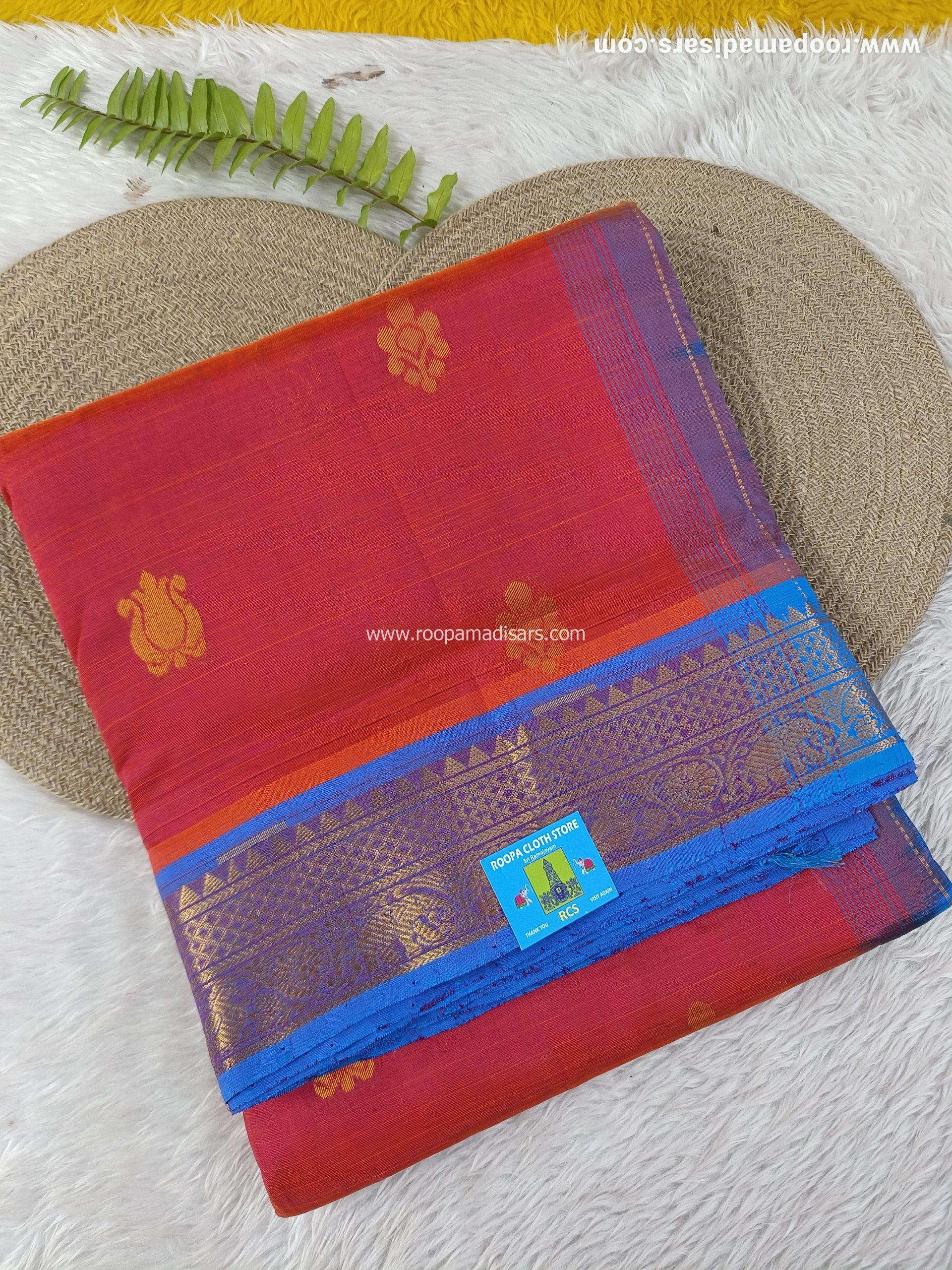 Pure Silk Cotton Madisar -12YARDS PURE SILK COTTON MADISAR KORVAI BORDER WITHOUT BLOUSE PIECE