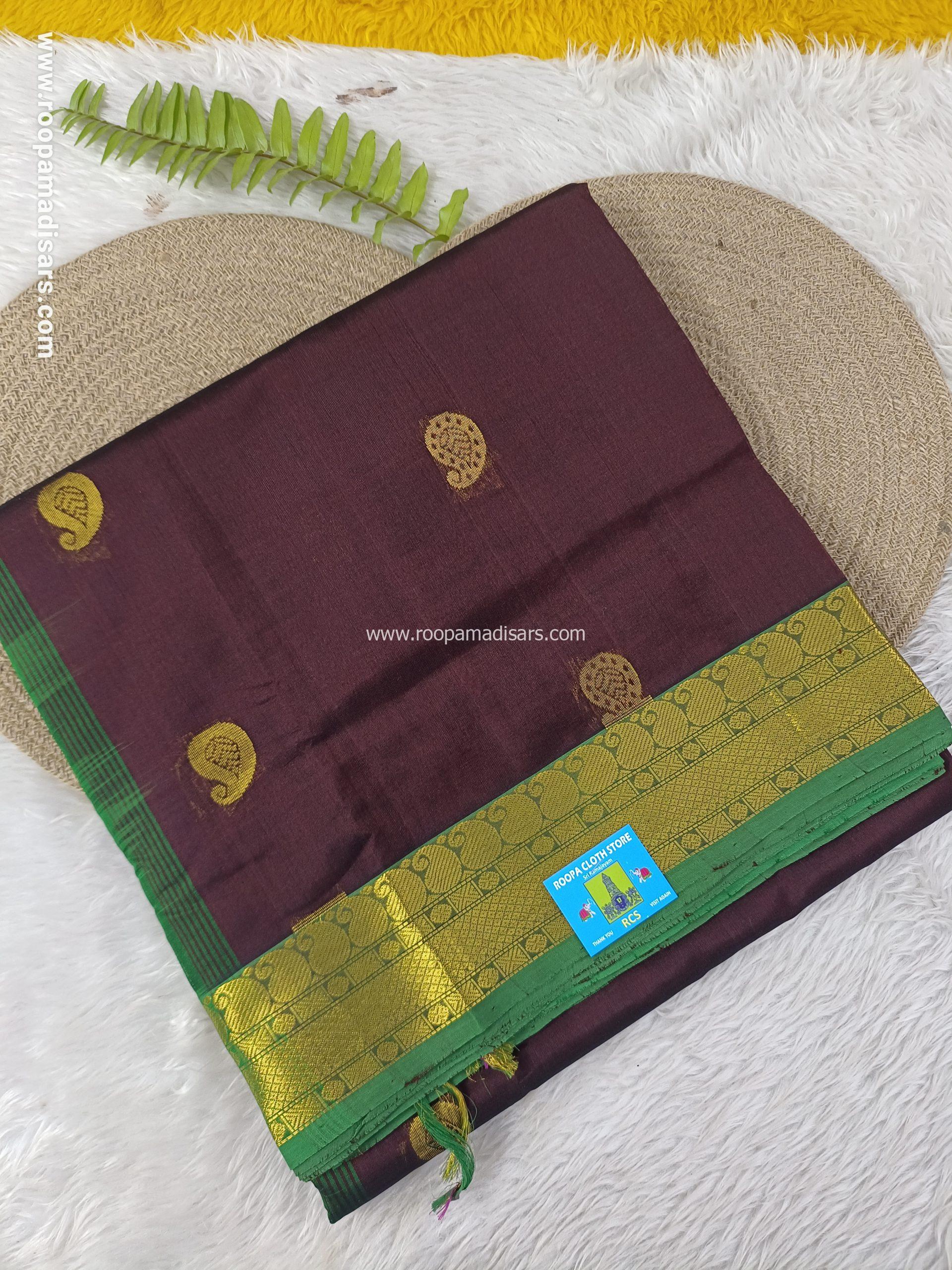 Pure Silk Cotton Madisar -10YARDS PURE SILK COTTON MADISAR KORVAI BORDER WITHOUT BLOUSE PIECE