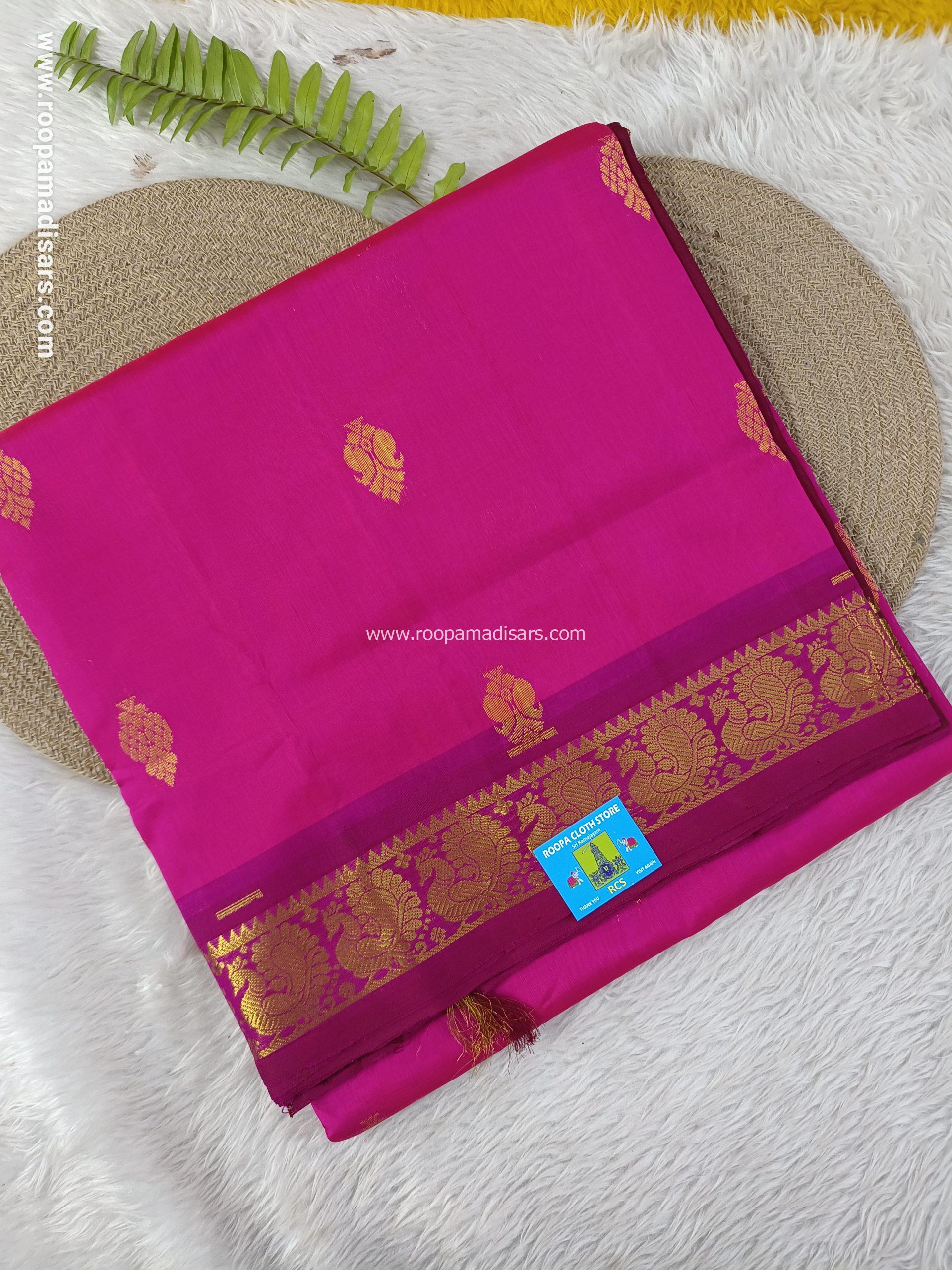 Pure Silk Cotton Madisar -10YARDS PURE SILK COTTON MADISAR KORVAI BORDER WITHOUT BLOUSE PIECE
