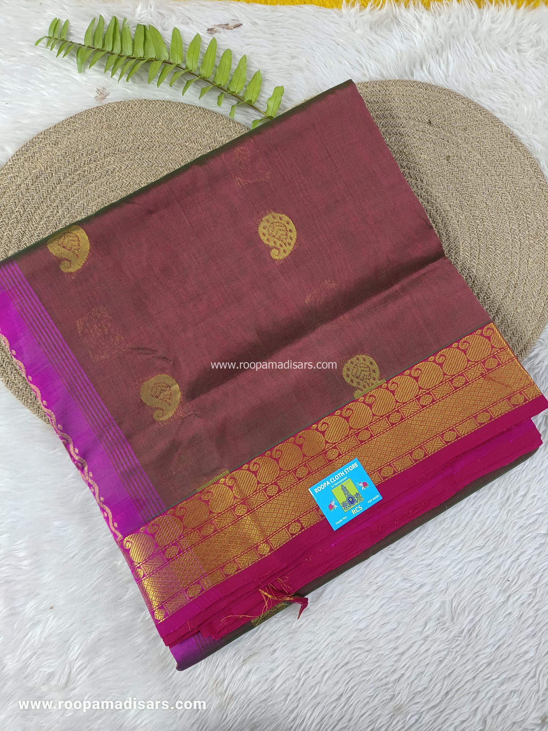 Pure Silk Cotton Madisar -10YARDS PURE SILK COTTON MADISAR KORVAI BORDER WITHOUT BLOUSE PIECE